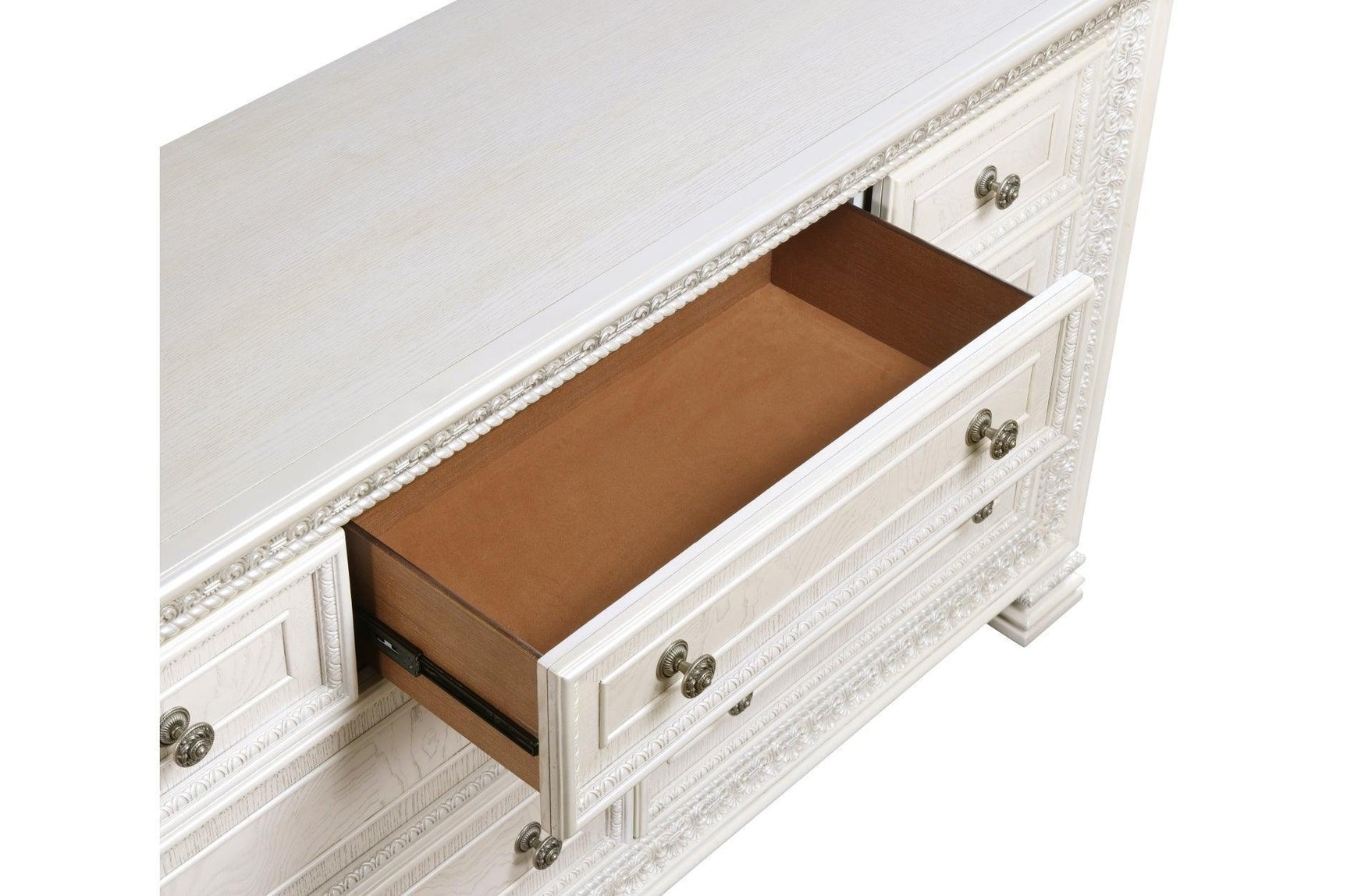 Theodora Pearl White Upholstered Tufted Panel Bedroom Set