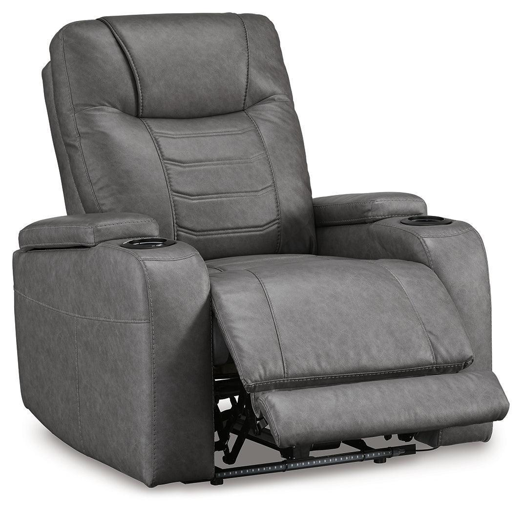 Schooner Rocks Slate Faux Leather Power Recliner