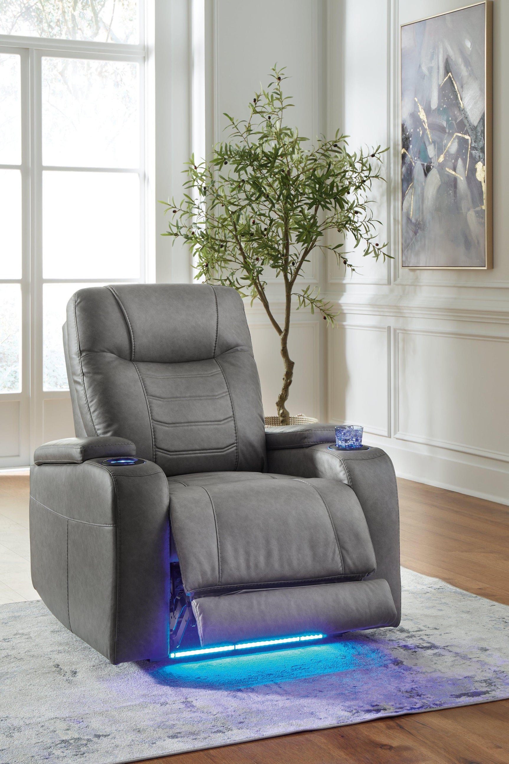 Schooner Rocks Slate Faux Leather Power Recliner