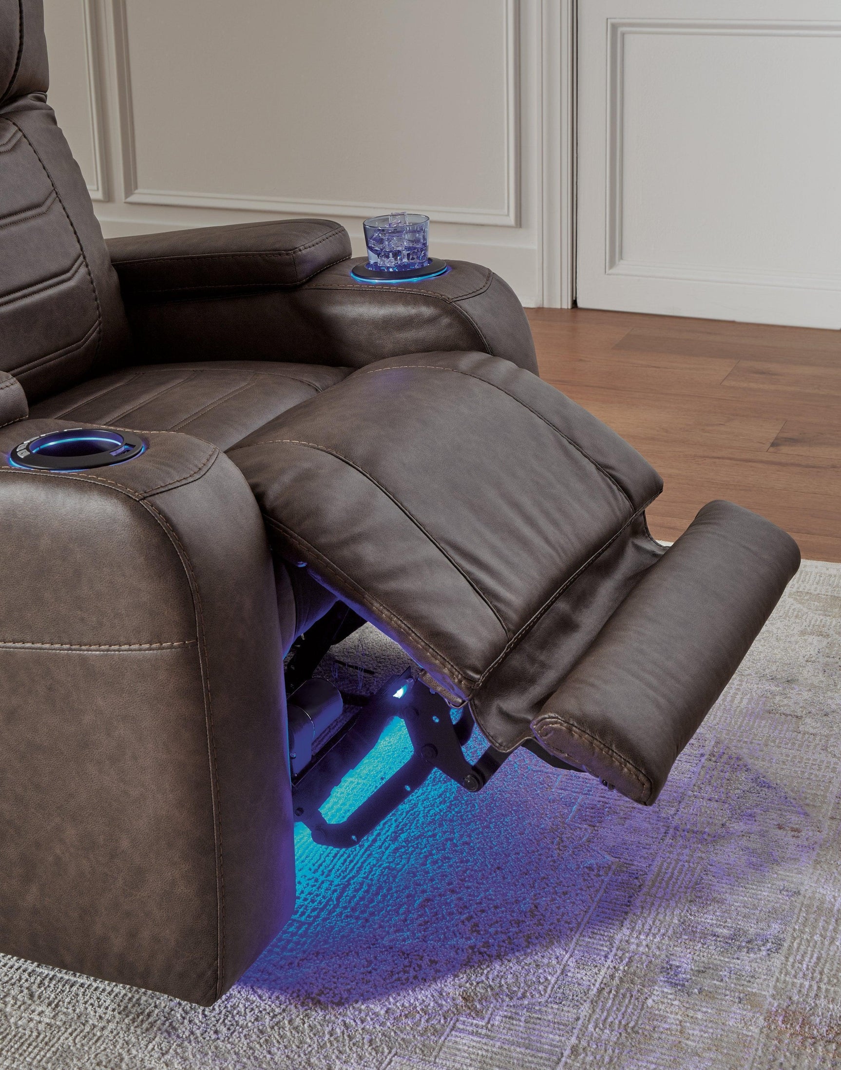Schooner Rocks Umber Faux Leather Power Recliner