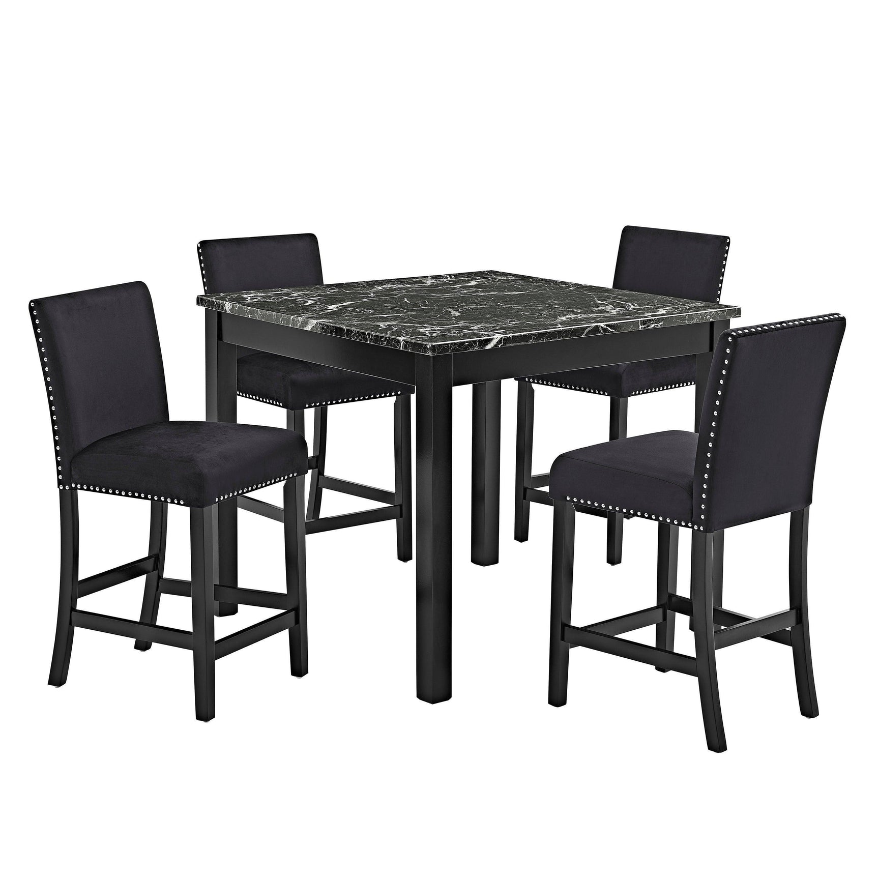 Lennon Black Upholstered Counter Height Set