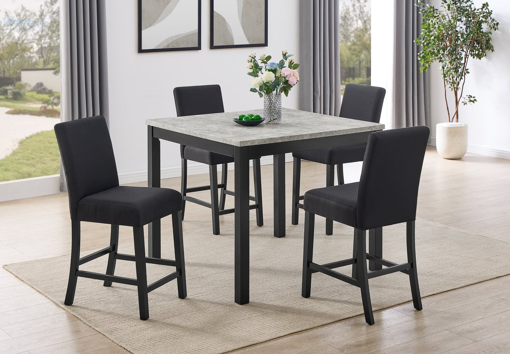 Lennon 5-Piece Concrete Counter Height Dining Set from Ella Furniture
