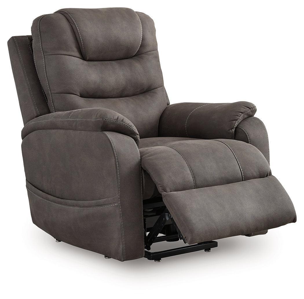 Snowfield Gunmetal Faux Leather Power Lift Recliner