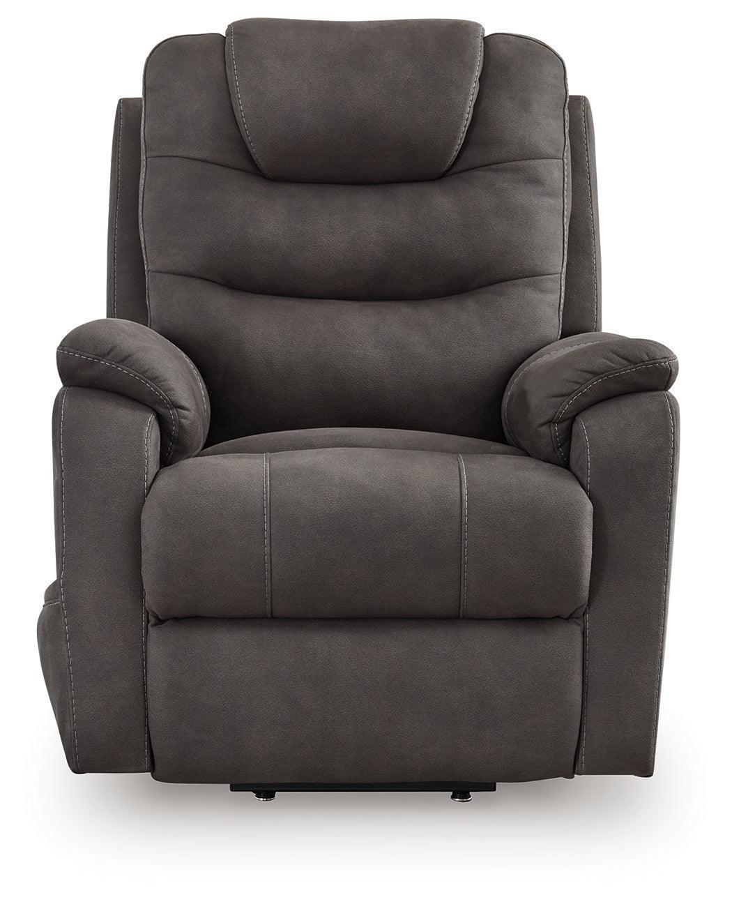 Snowfield Gunmetal Faux Leather Power Lift Recliner