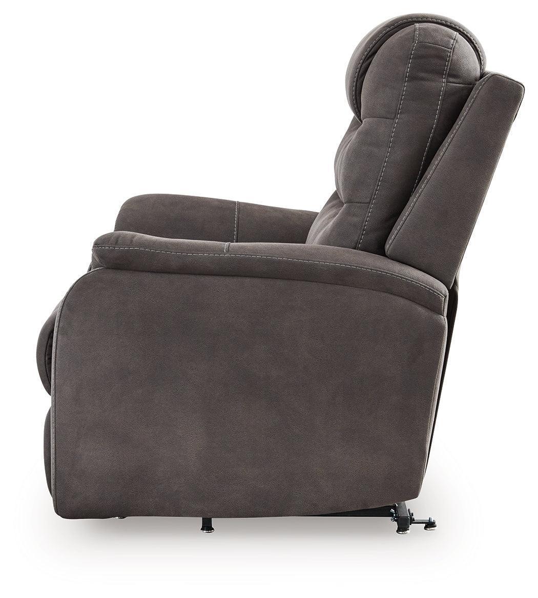 Snowfield Gunmetal Faux Leather Power Lift Recliner