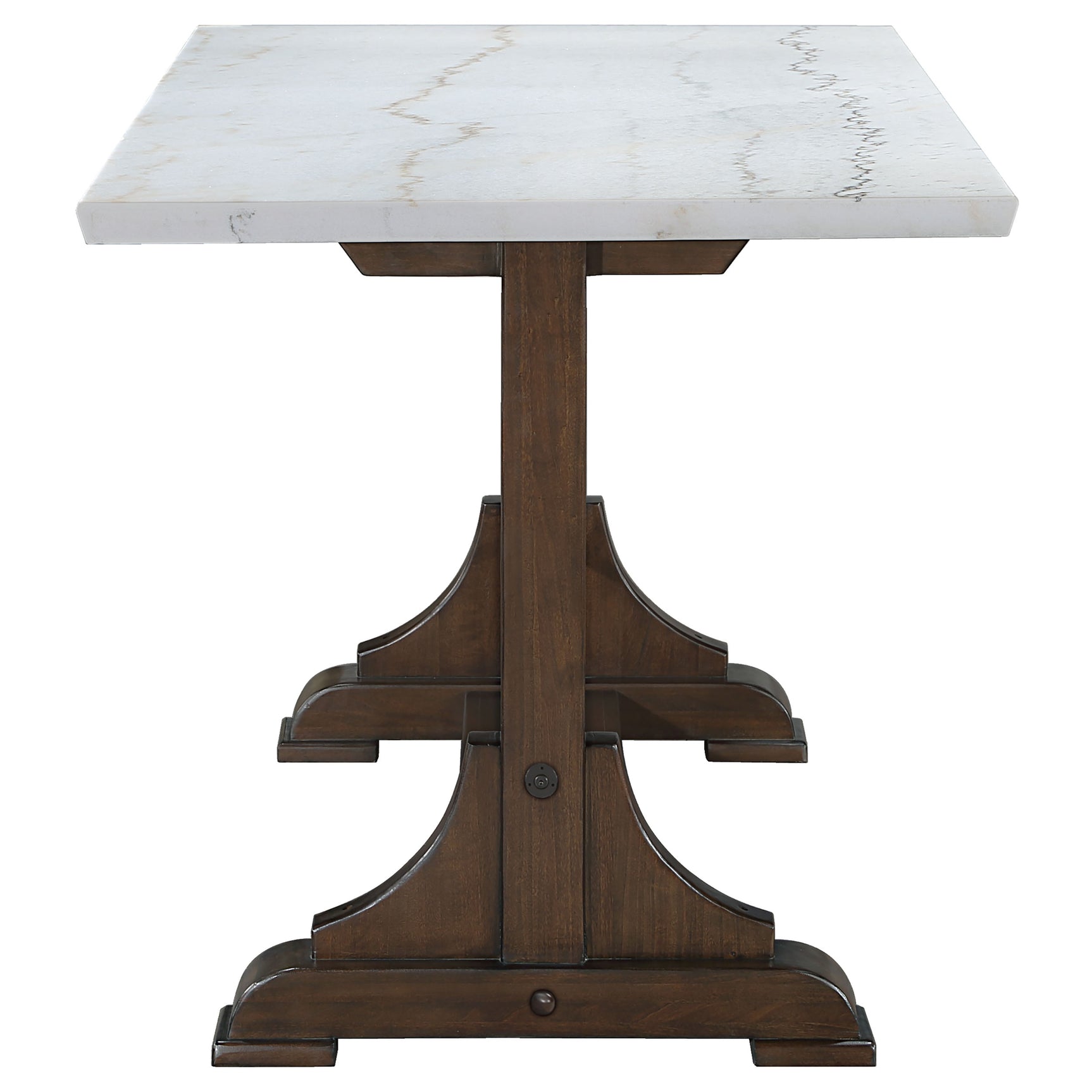 Aldrich Cappuccino White Marble Counter Height Set