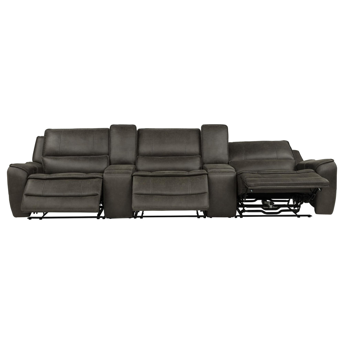 Marcell 5-Piece 3-Seat Power Home Theater Seating with Dual Consoles Grey — product image 4