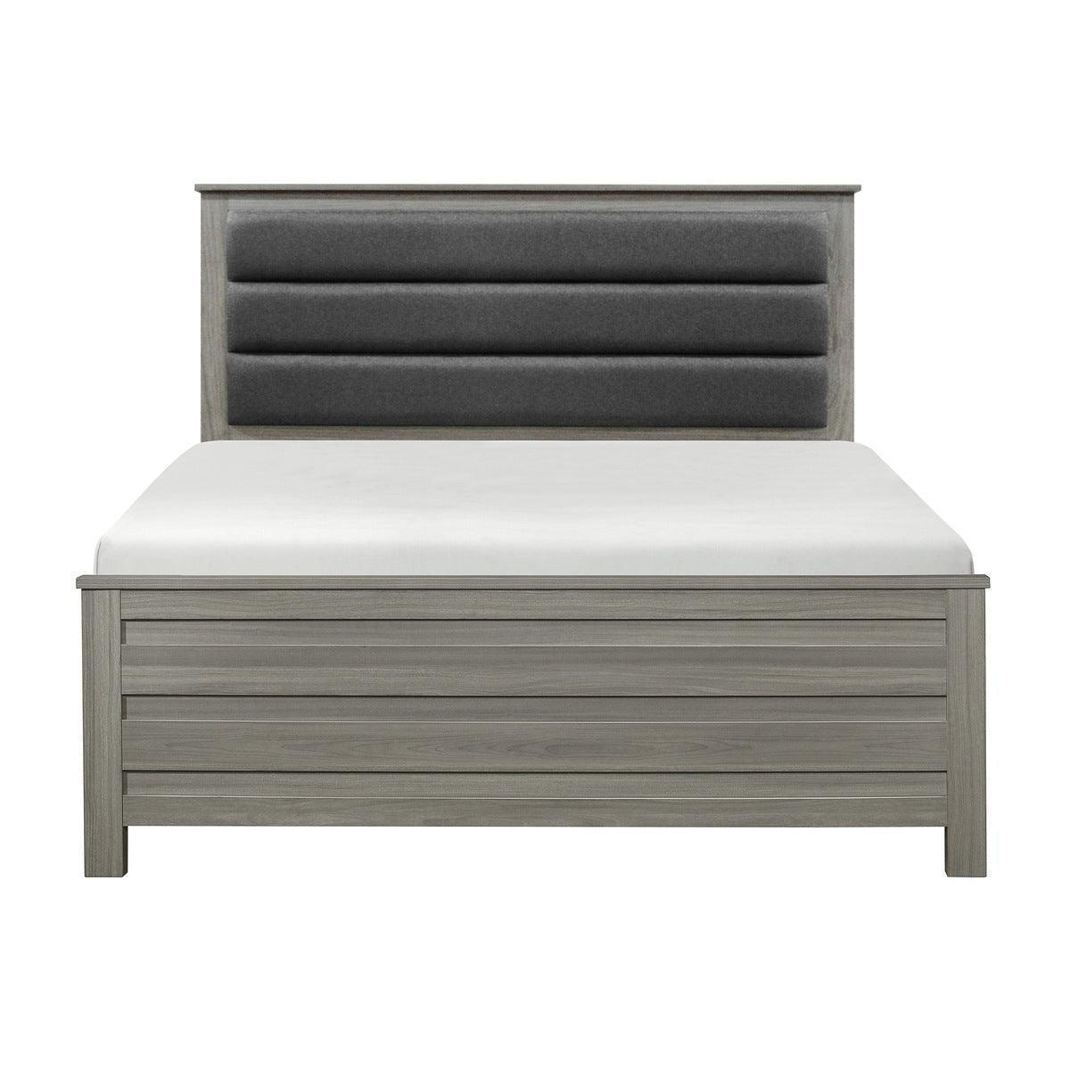 Kie Gray Upholstered Panel King Bed