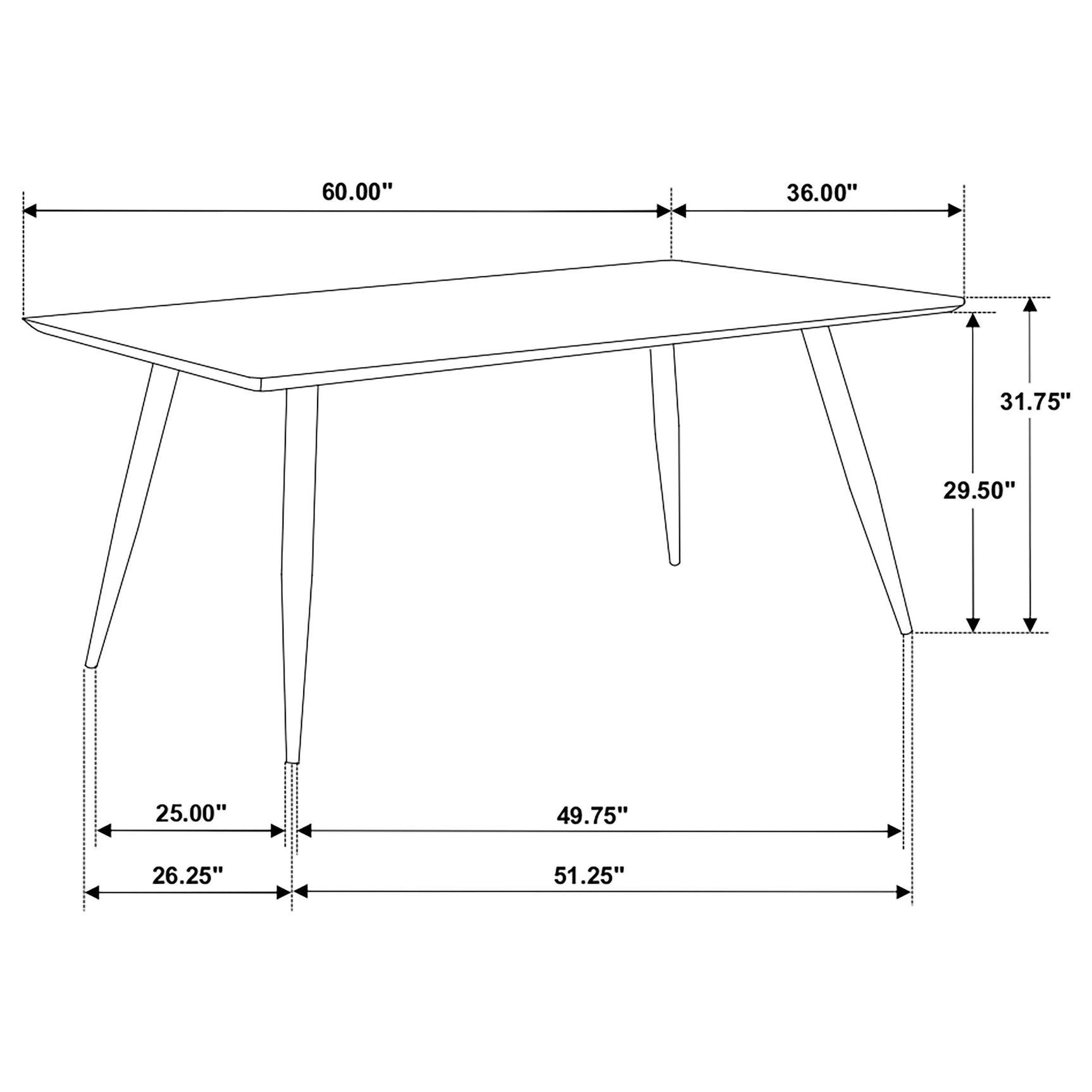 Zetta Black Rectangular 60-inch Wood Dining Room Set