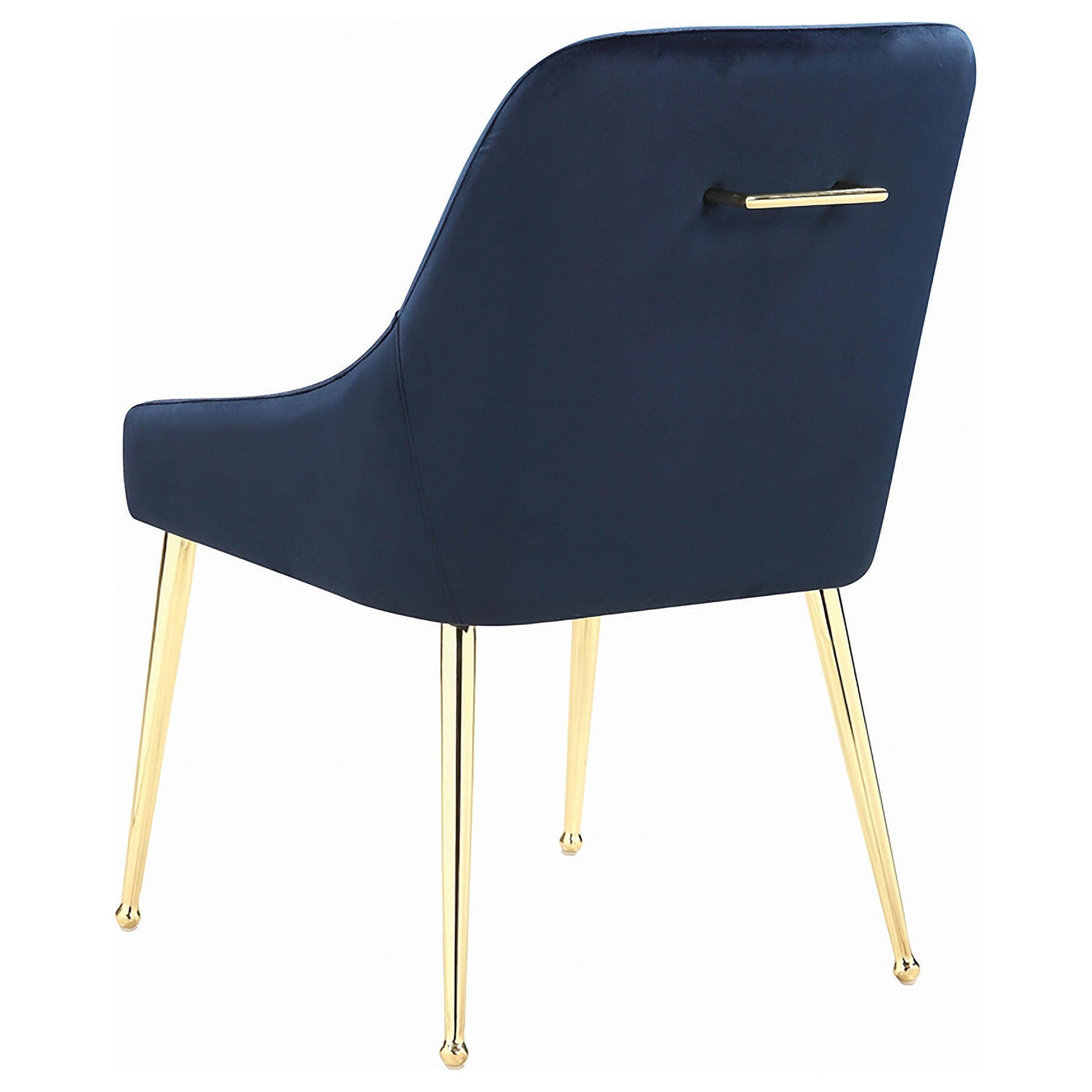 Kella Marble & Gold Round Dining Set with 4 Blue Upholstered Chairs