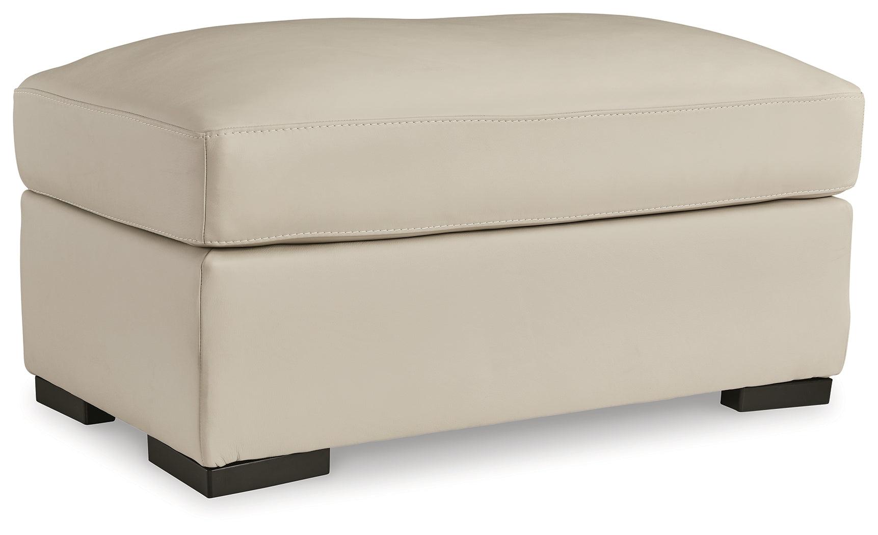 Treasure Trove Almond Leather Ottoman