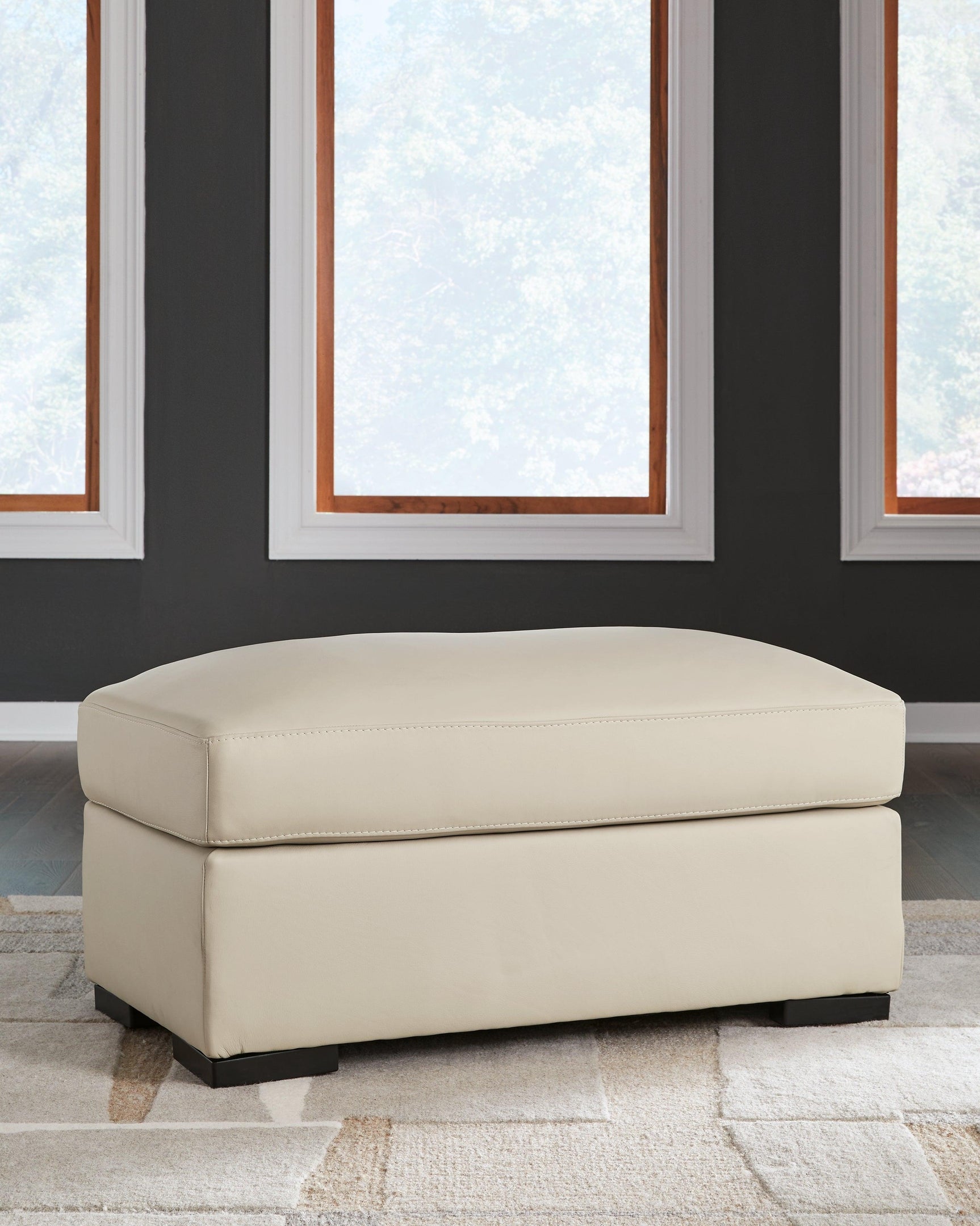 Treasure Trove Almond Leather Ottoman