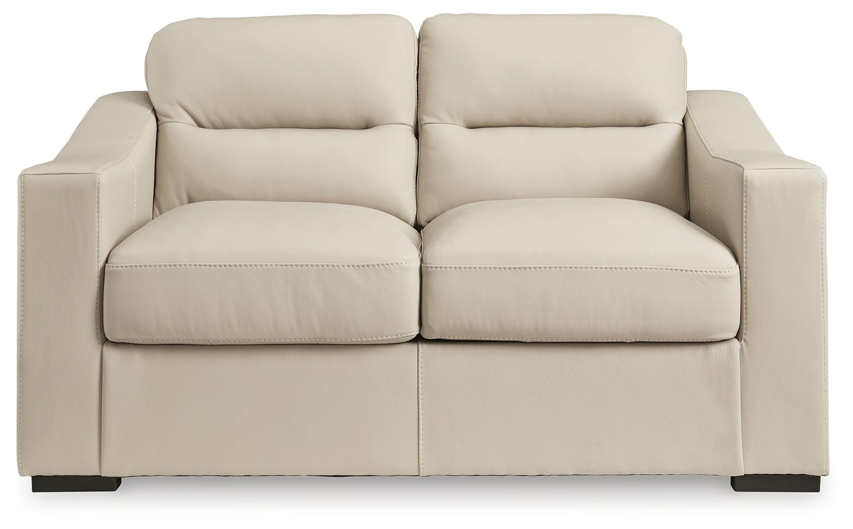 Treasure Trove Almond Leather Loveseat