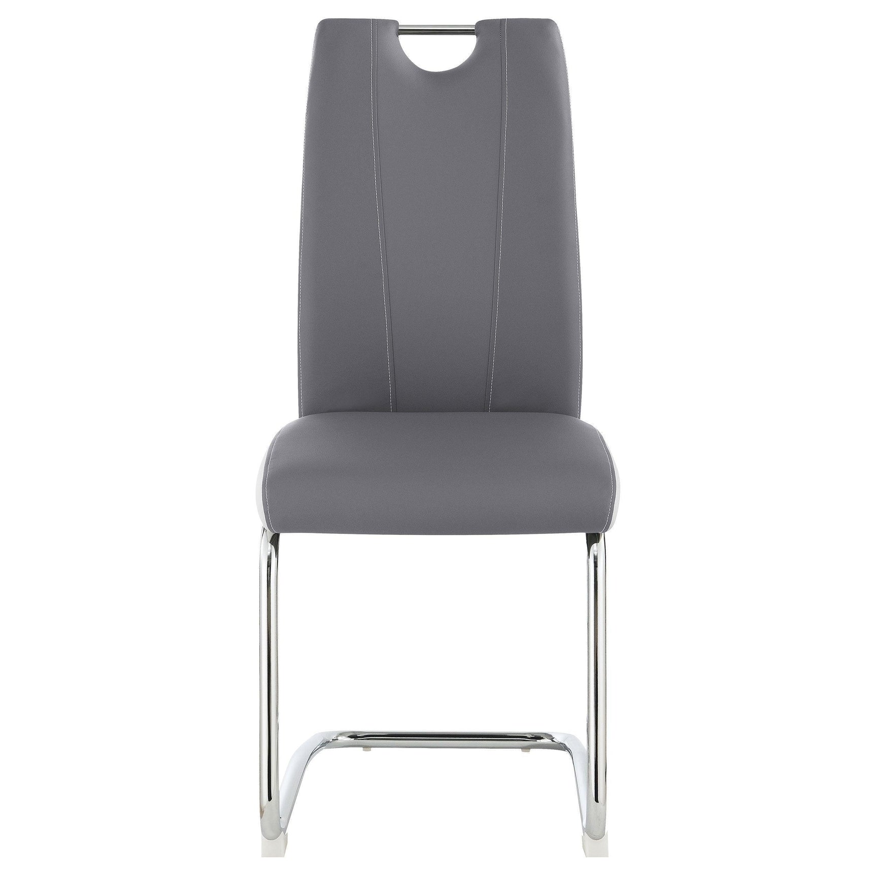 Brooklyn White High Gloss Dining Table with Chrome Base and Upholstered Chairs