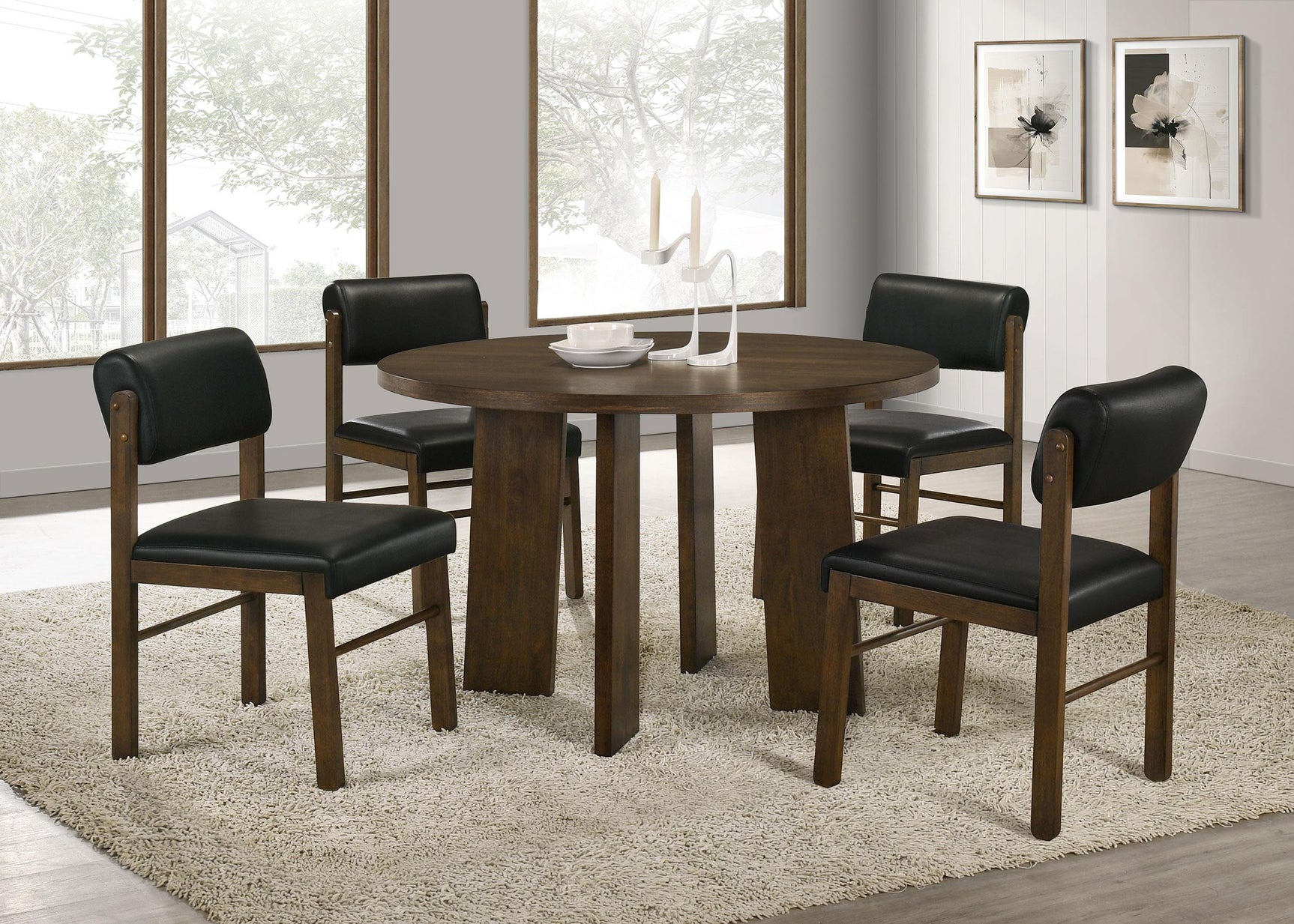 Strouse 47-inch Round Wood Dining Room Table Walnut