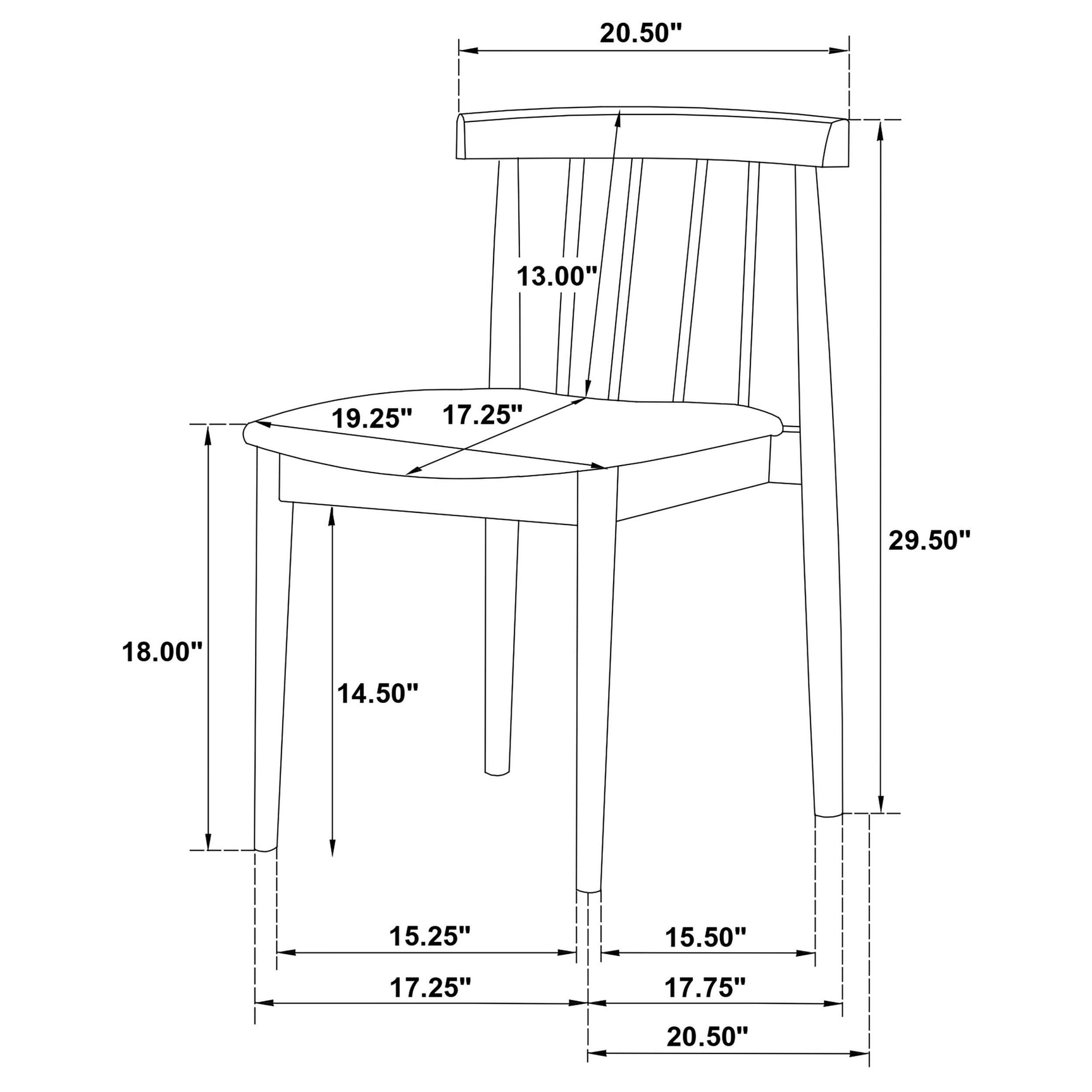 Cullen Dining Side Chair Upholstered Seat Black (Set of 2)