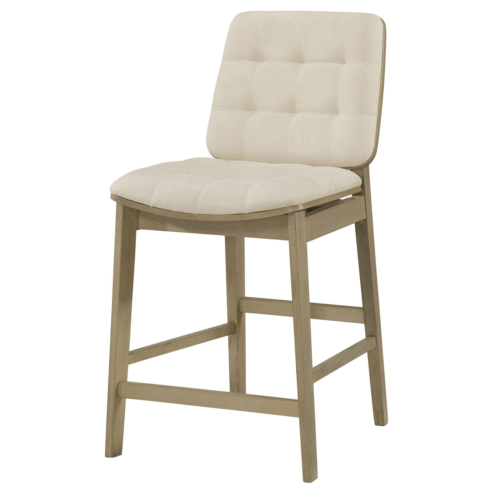 Redbridge Velvet Upholstered Counter Chair Cream and Natural Oak (Set of 2)