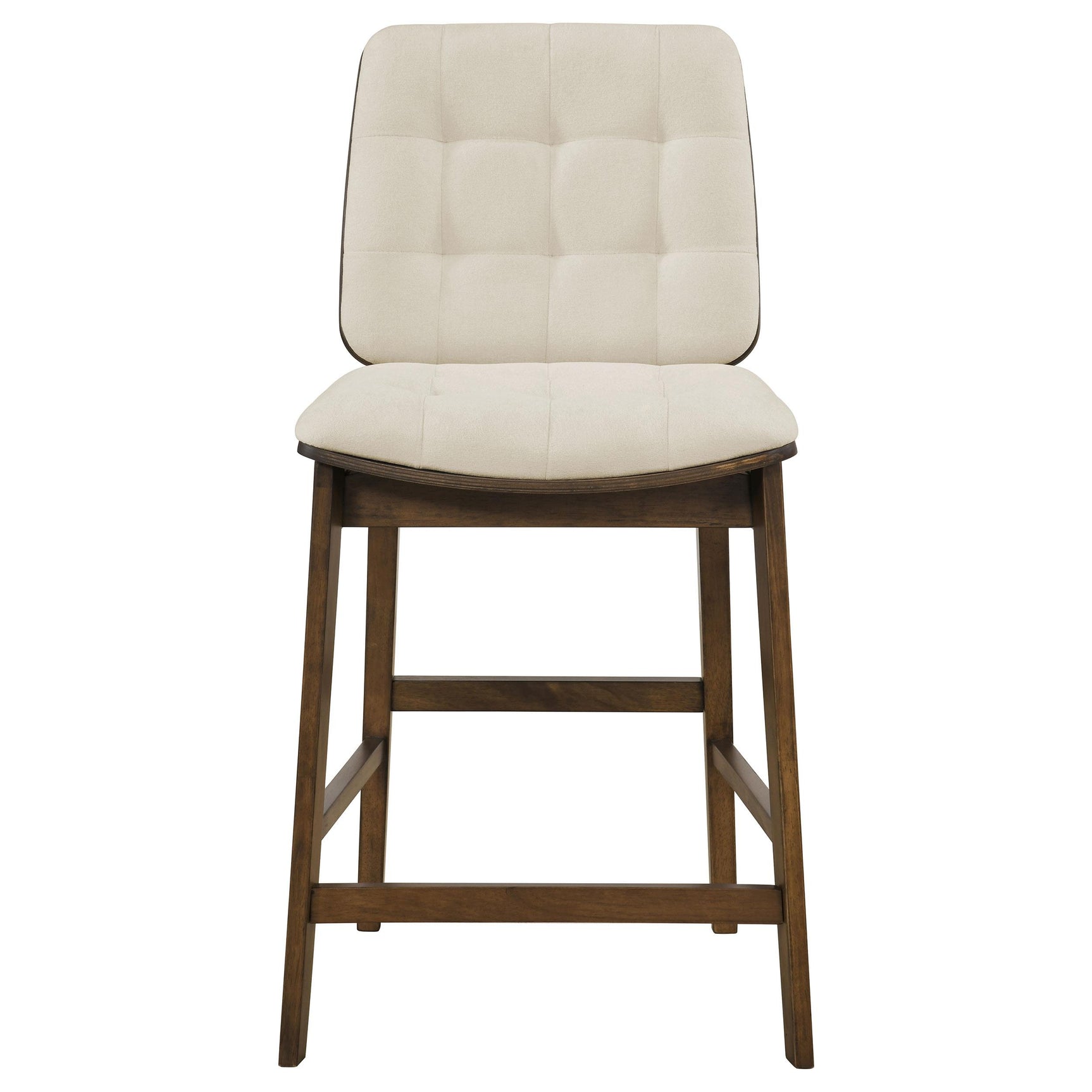 Redbridge Velvet Upholstered Counter Chair Cream and Walnut (Set of 2)