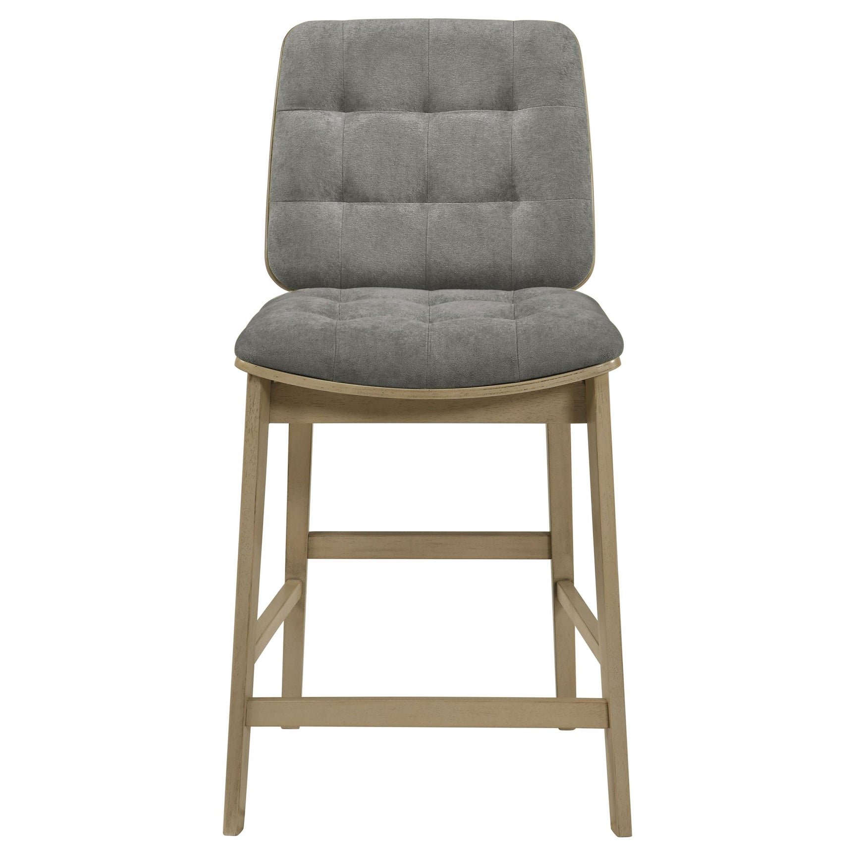 Redbridge Velvet Upholstered Counter Chair Grey and Natural Oak (Set of 2)