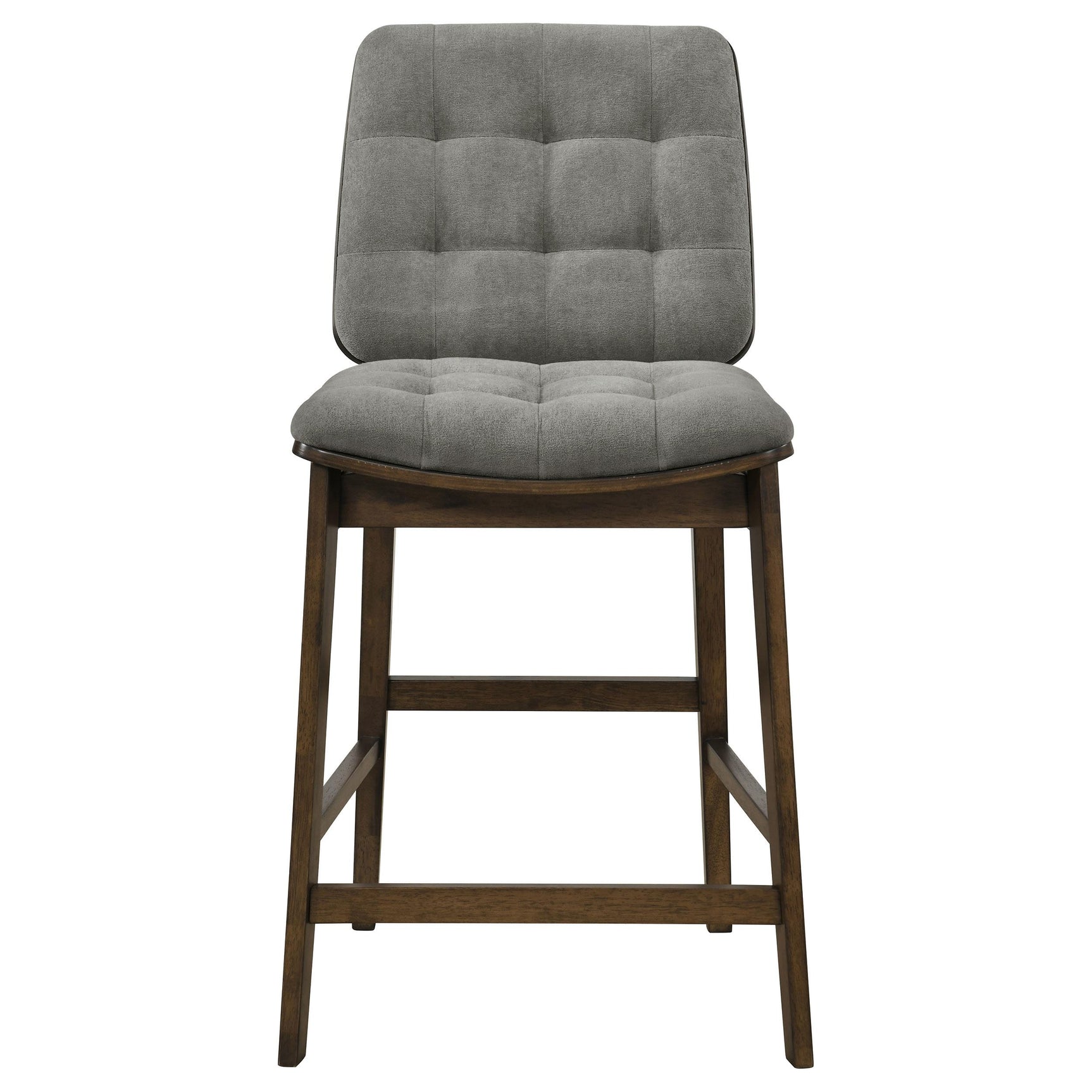Redbridge Velvet Upholstered Counter Chair Grey and Walnut (Set of 2)