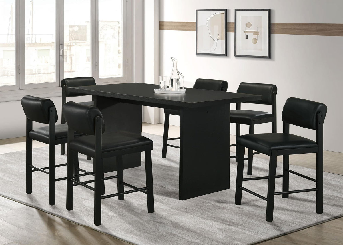 Decker 7-Piece 70-Inch Rectangular Black Counter Height Dining Set — product view