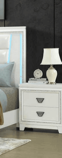 Aanya White Nightstand with LED Lighting