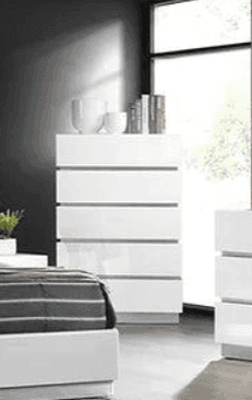 Florence White Solid Wood 5-Drawer Chest
