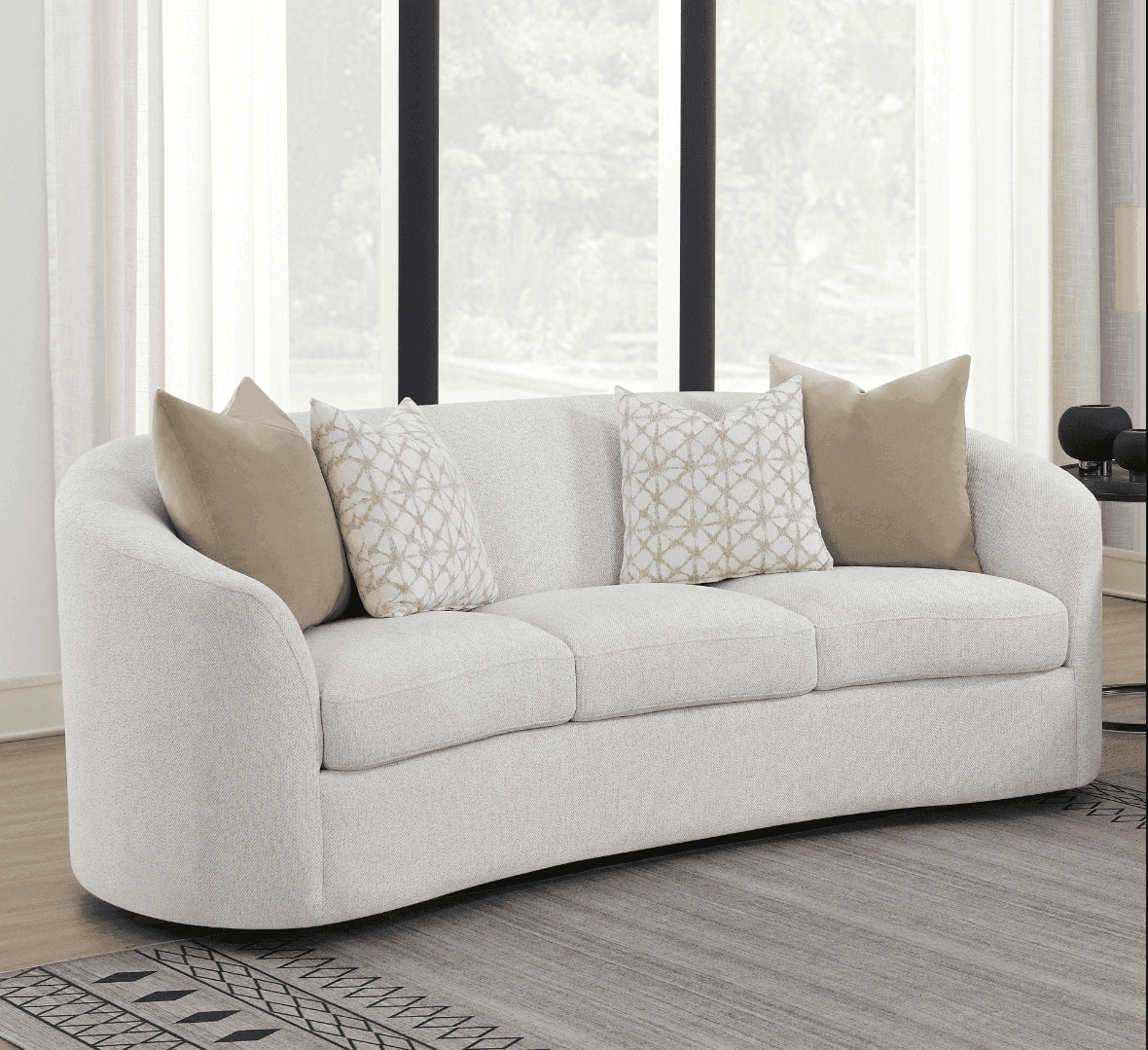 Rainn Latte Upholstered Curved Sofa