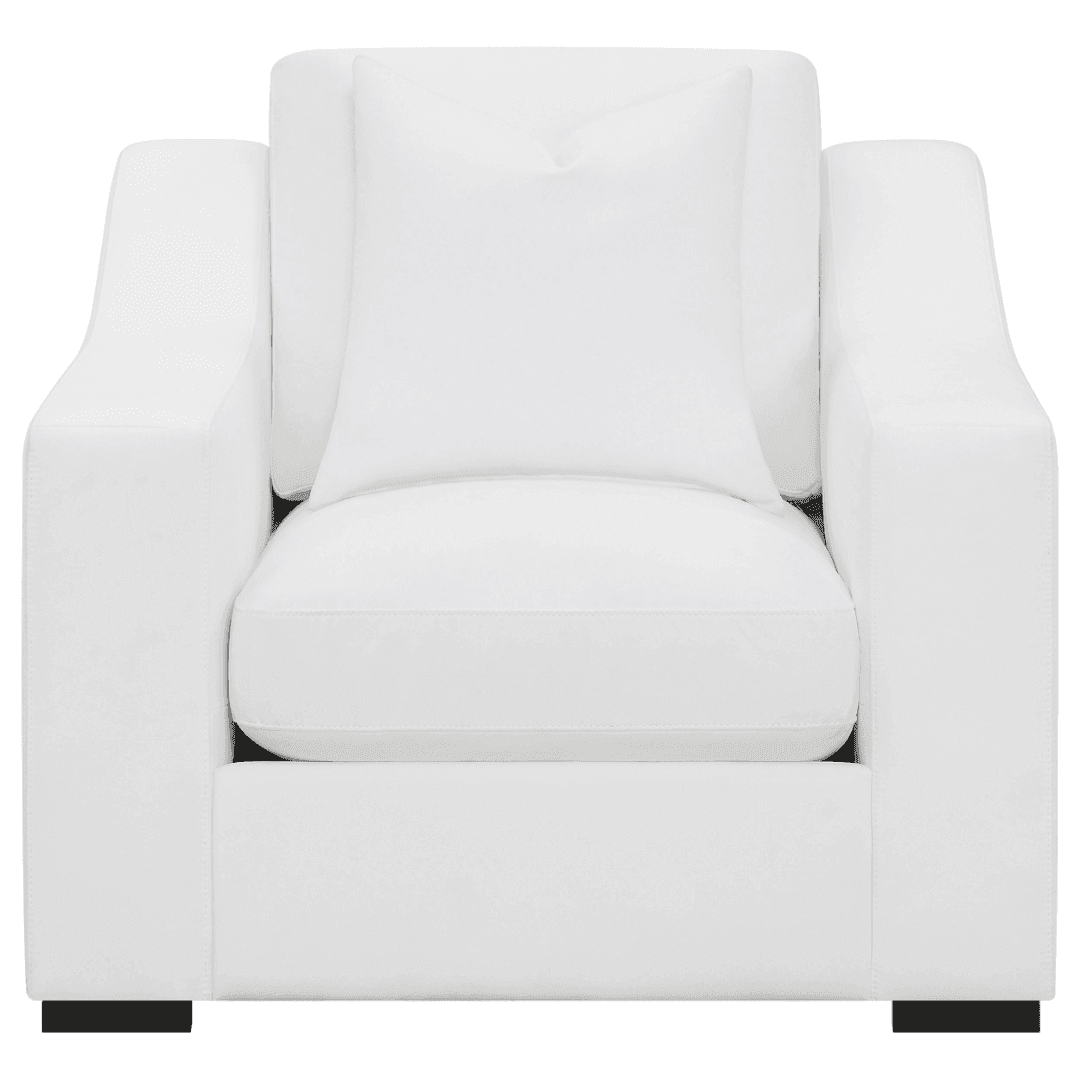 Ashlyn White Upholstered Accent Chair with Sloped Arms