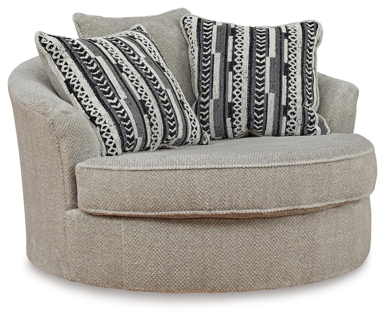 Calnita Sisal Velvet Oversized Swivel Accent Chair - Ella Furniture