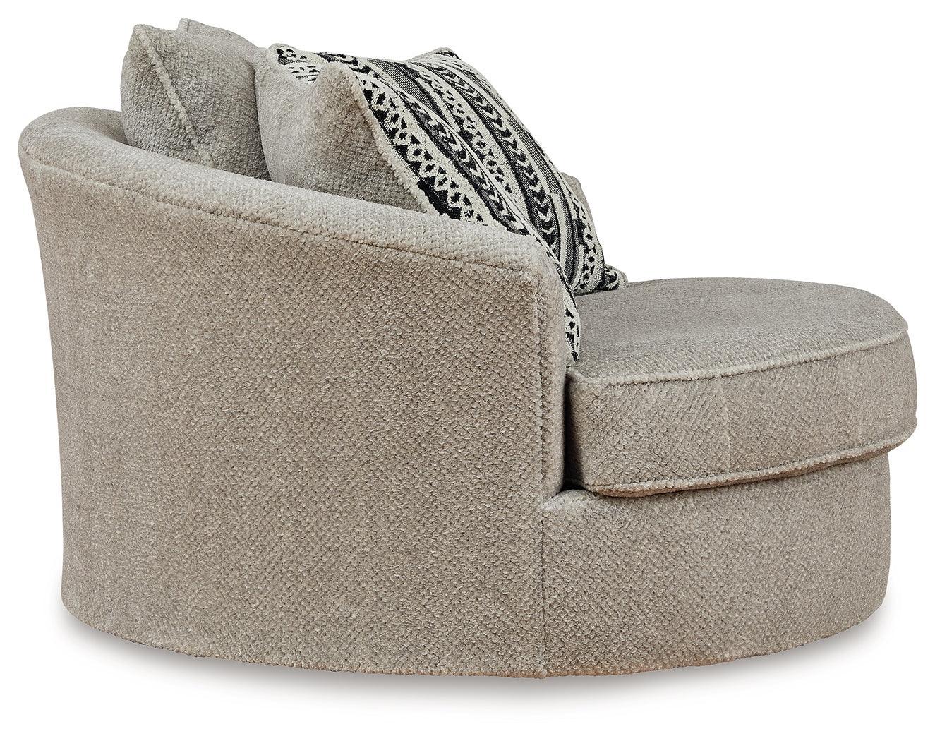 Calnita Sisal Velvet Oversized Swivel Accent Chair - Ella Furniture