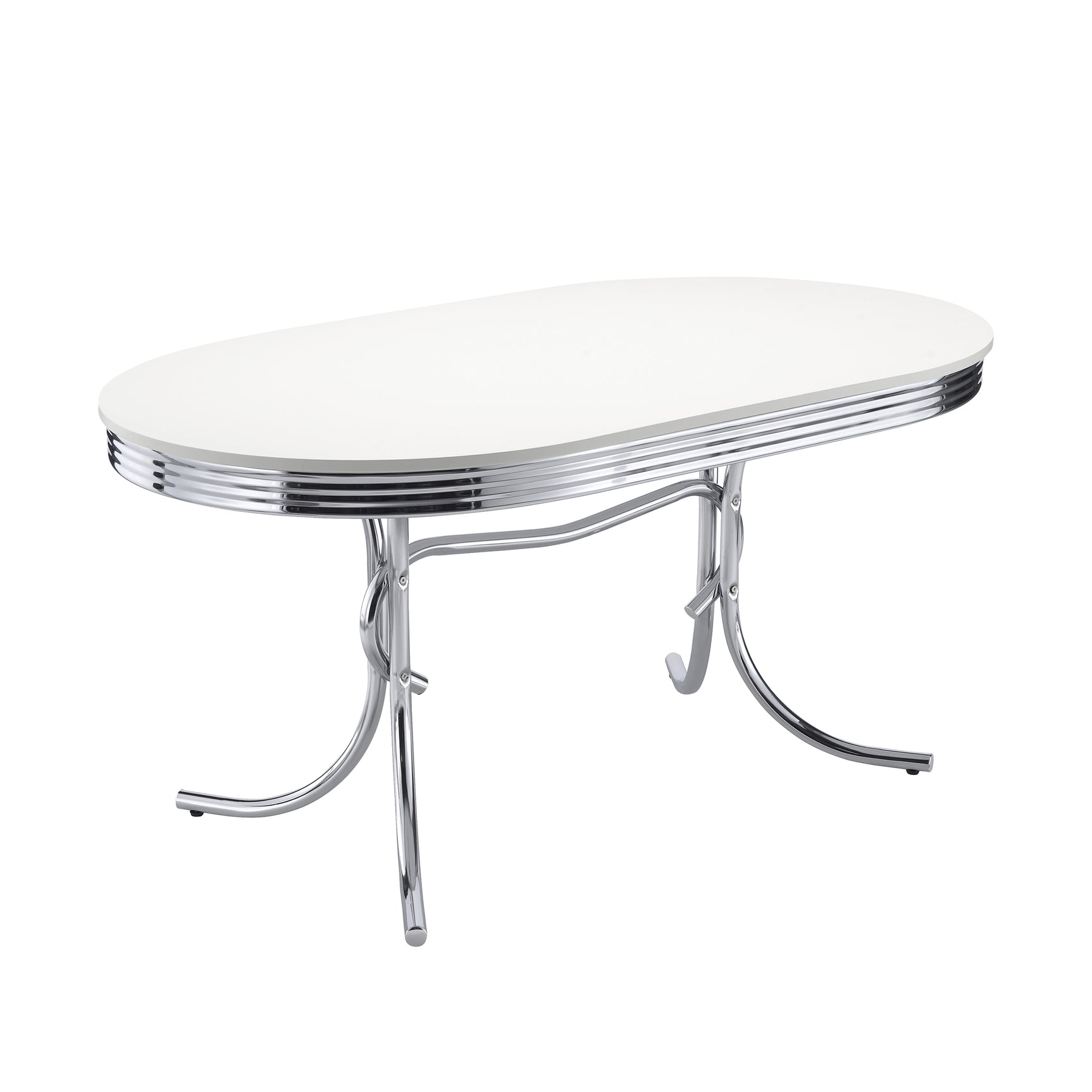 Retro White Black Oval Dining Room Set