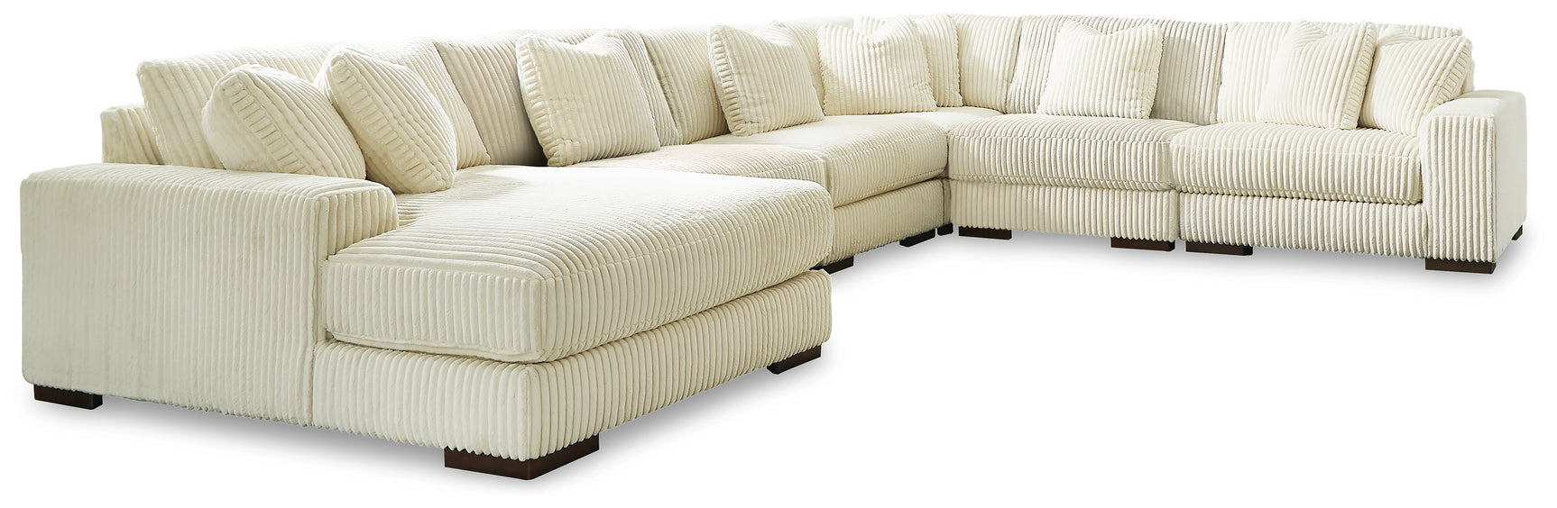 Lindyn Ivory Velvet 6-Piece Sectional with Chaise