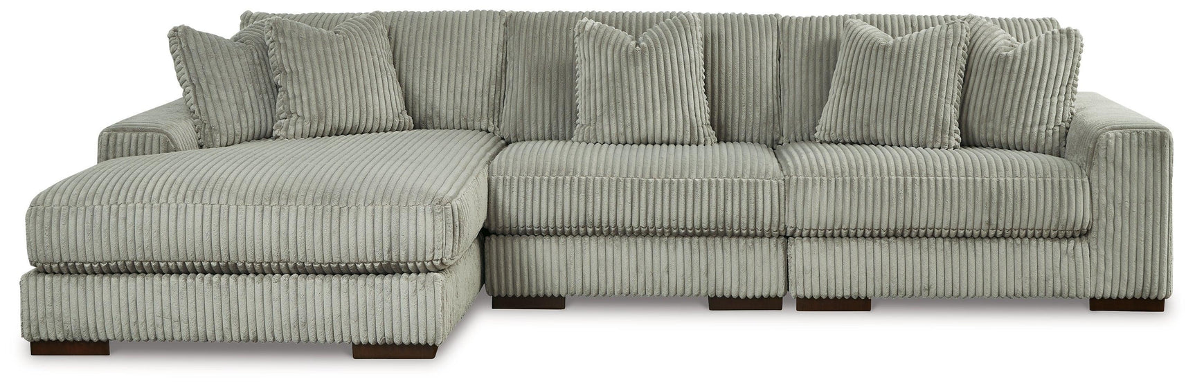 Lindyn Fog Velvet 3-Piece Sectional With Chaise
