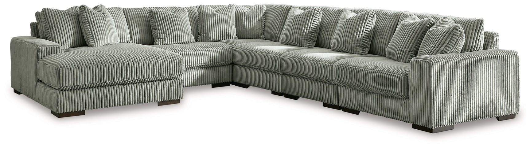 Lindyn Fog Velvet 6-Piece Sectional with Chaise