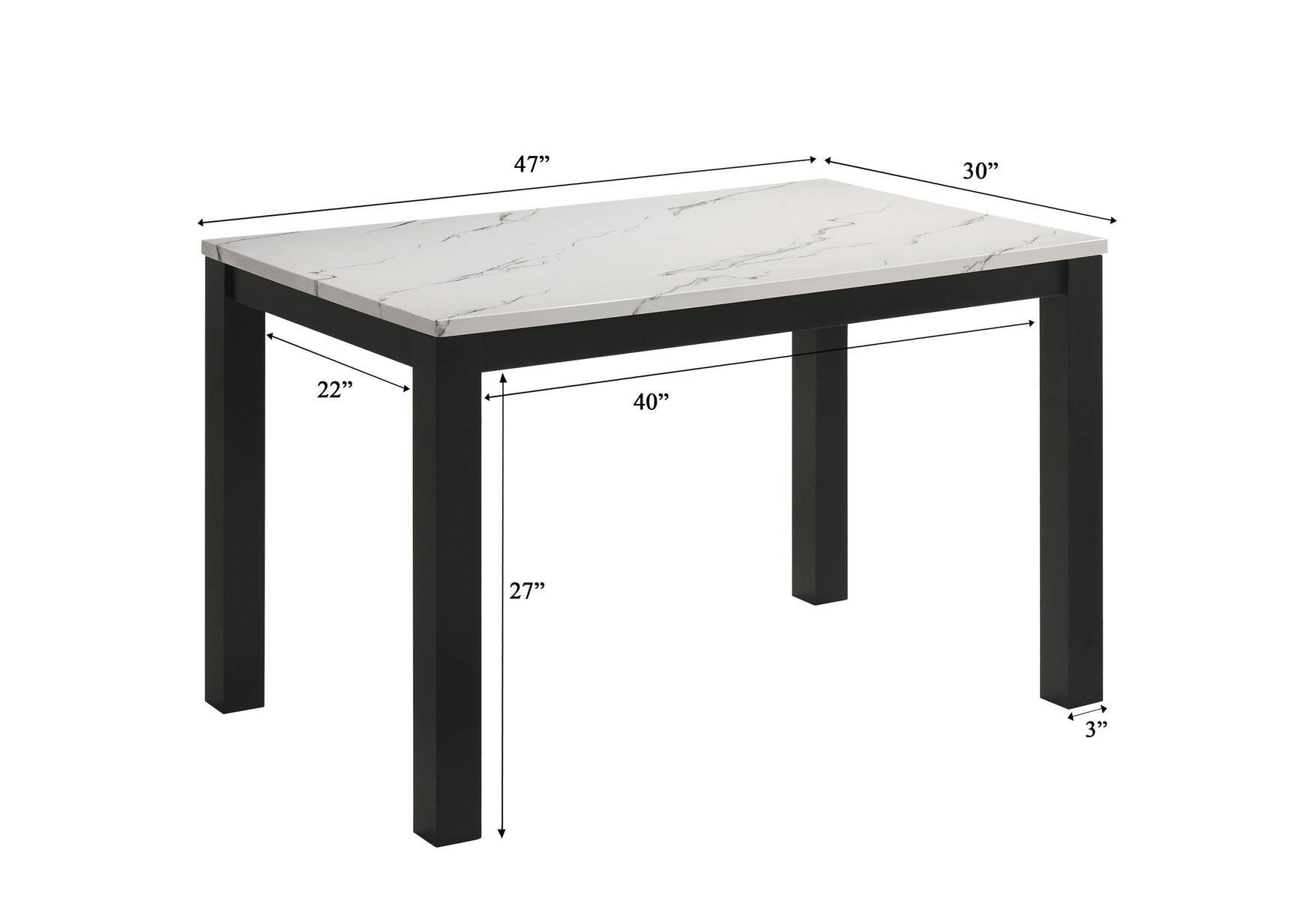 Resia Black White Rectangular Dining Room Set