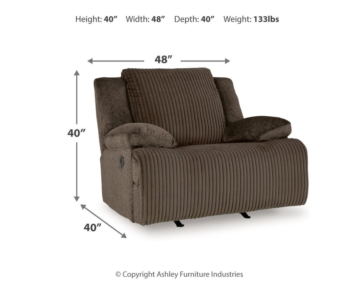 Top Chocolate 6-Piece Sectional with Recliner — dimension illustration