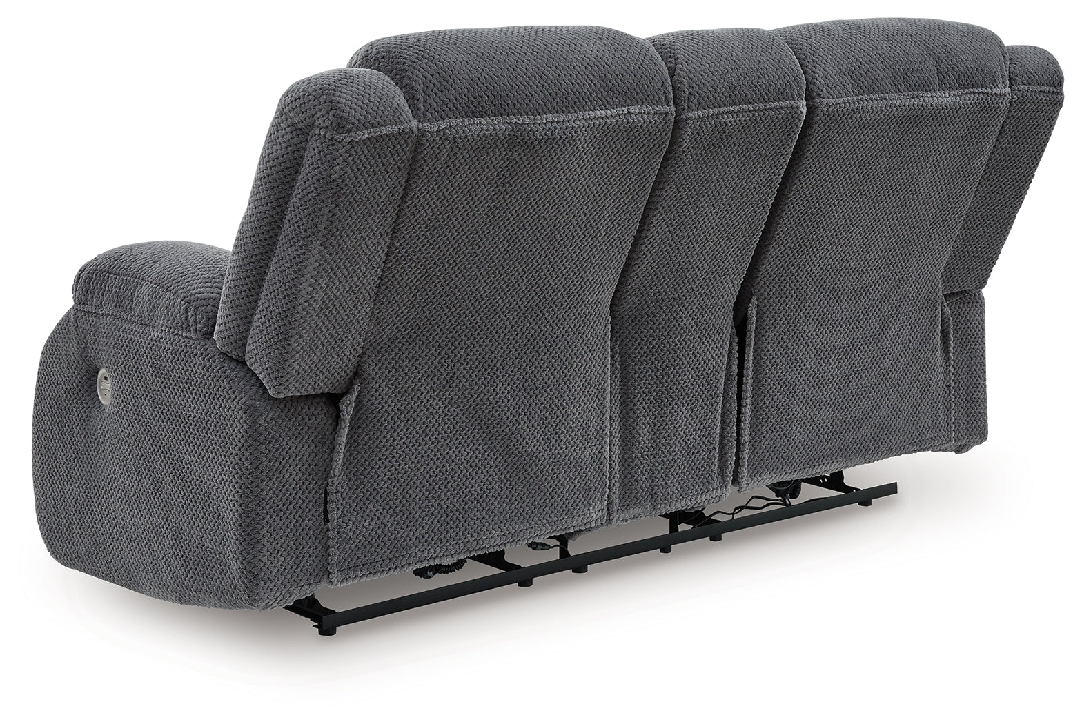 Observation Steel Velvet Power Reclining Loveseat with Console