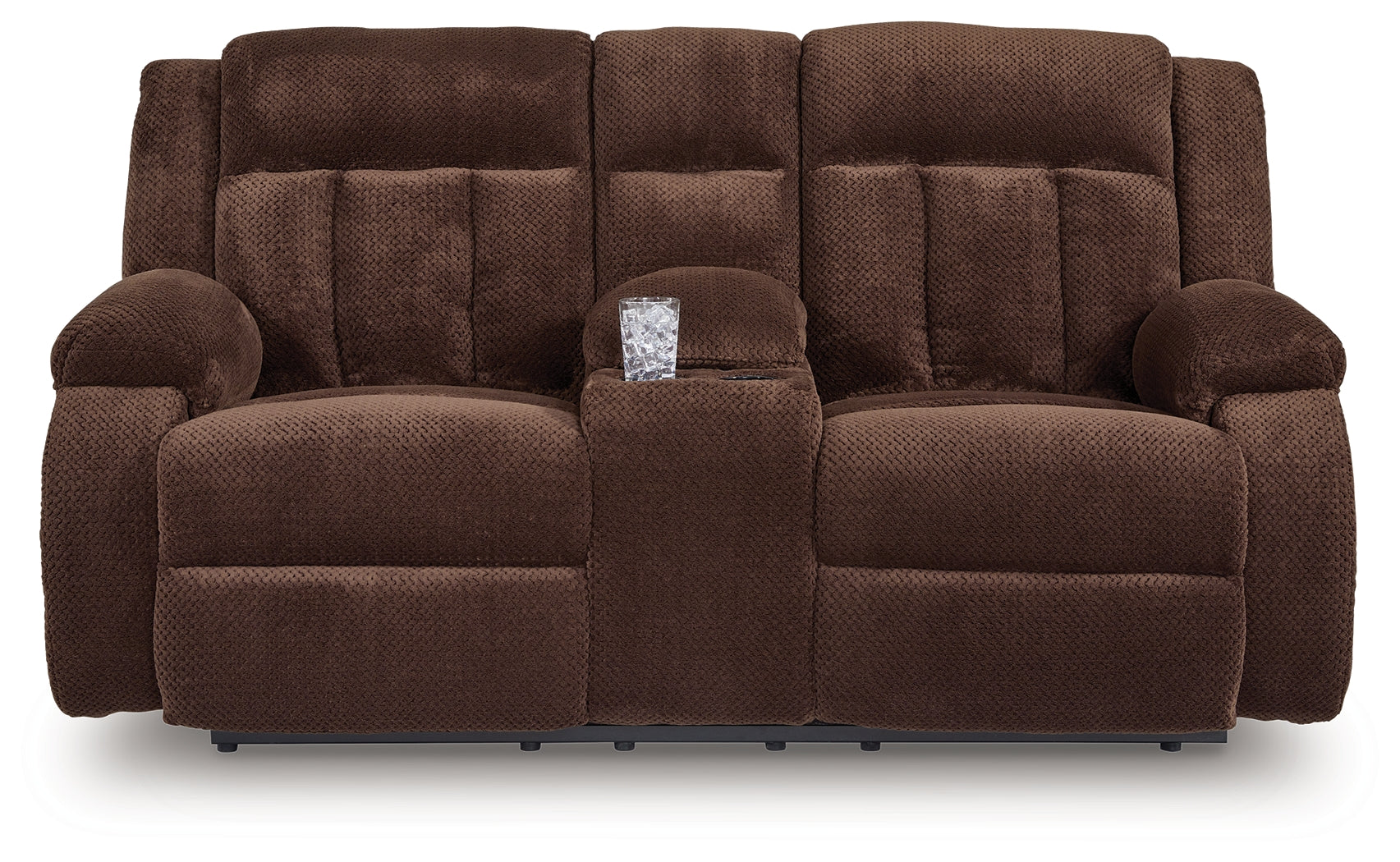 Observation Chocolate Velvet Power Reclining Loveseat with Console