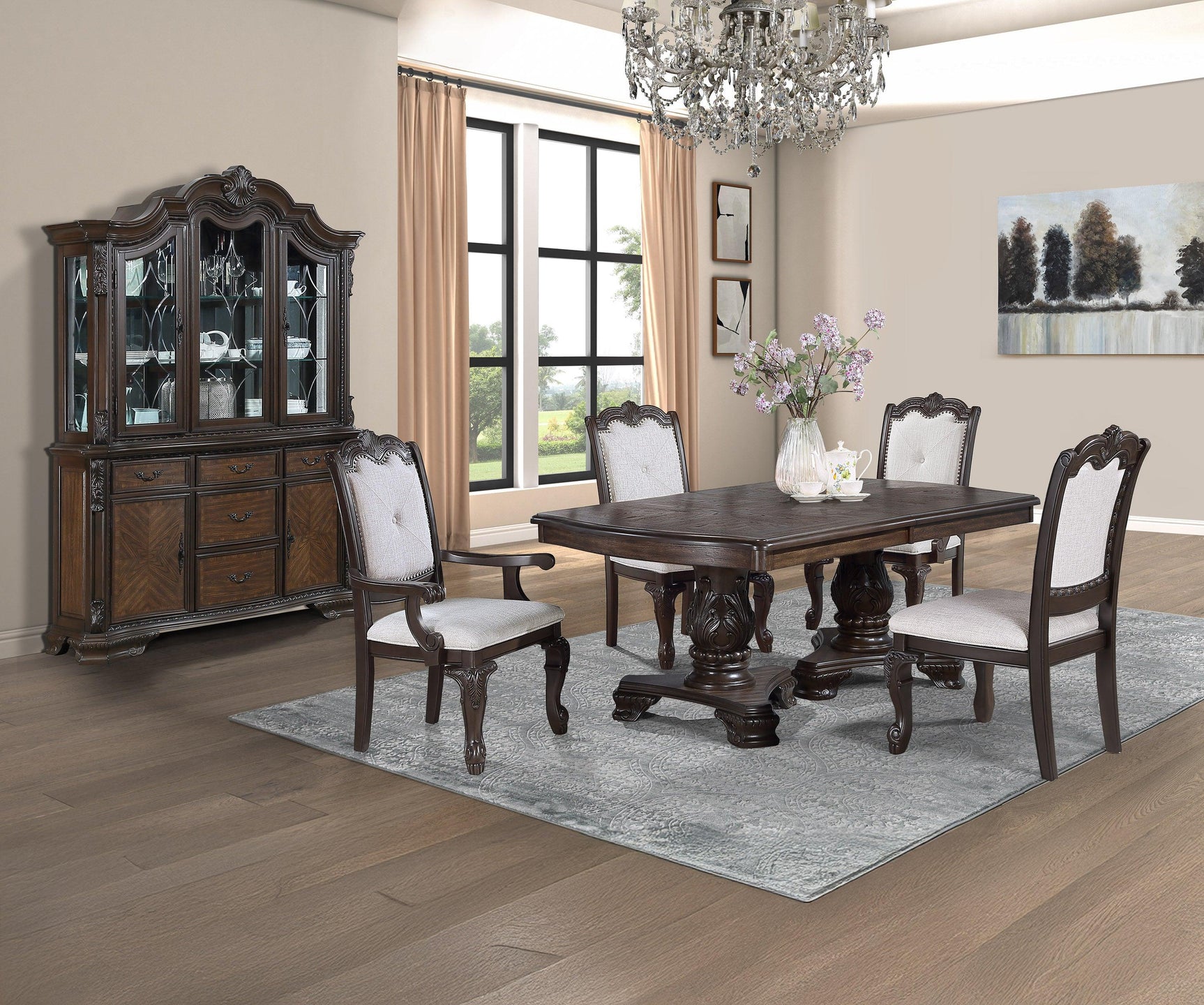 Kiera Coffee Brown Extendable Dining Room Set