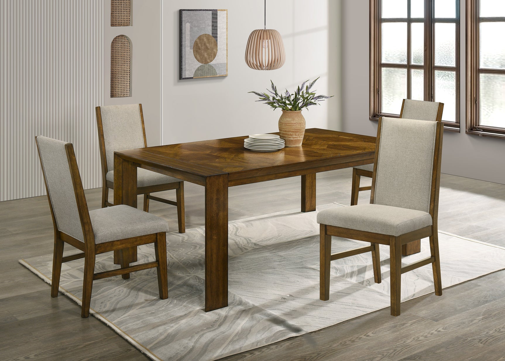 Hollister Light Brown Rectangular Dining Room Set