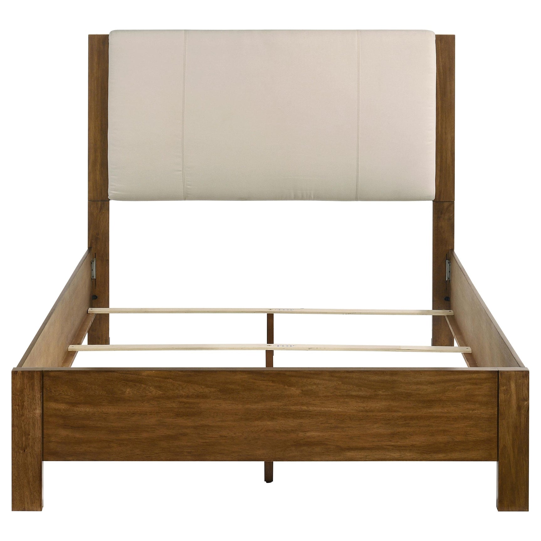 Adderley Queen Wood Panel Bed Cream and Warm Brown