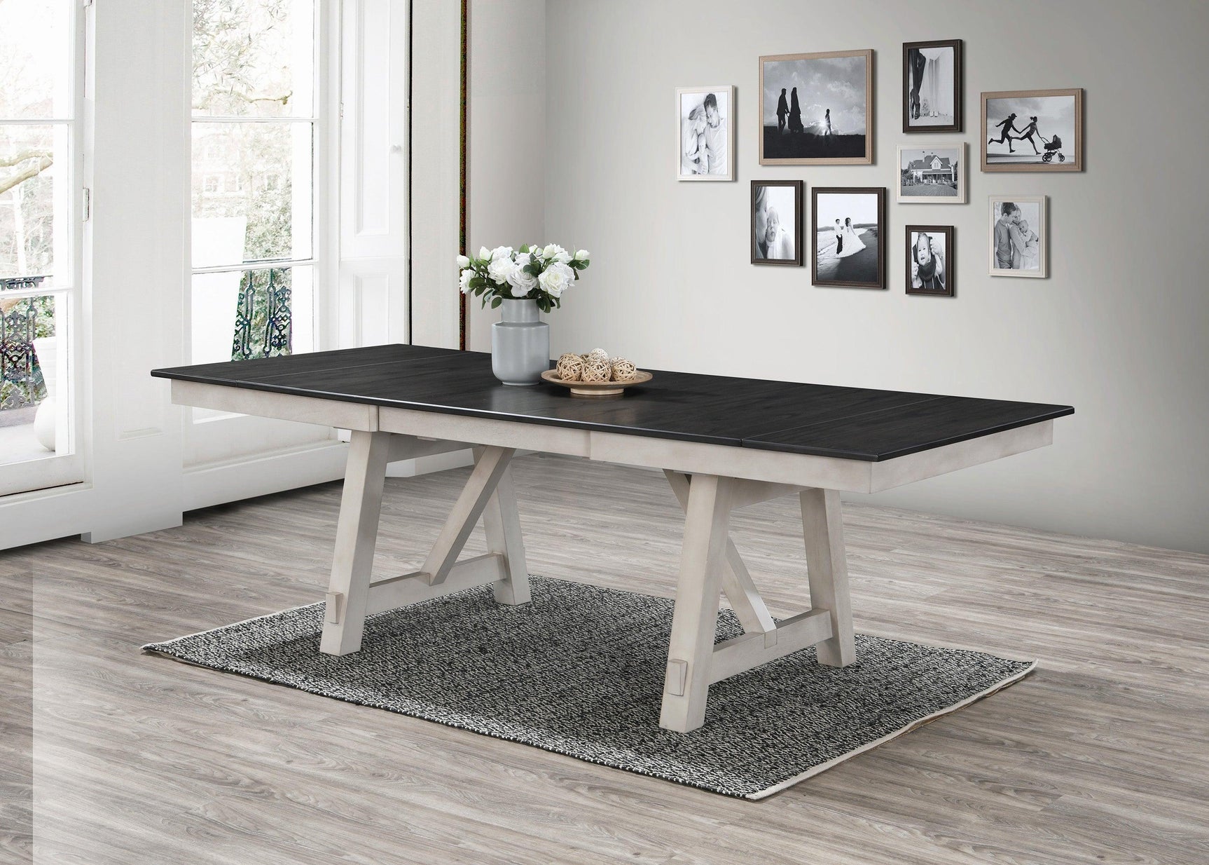 Maribelle Chalk Gray Extendable Dining Room Set