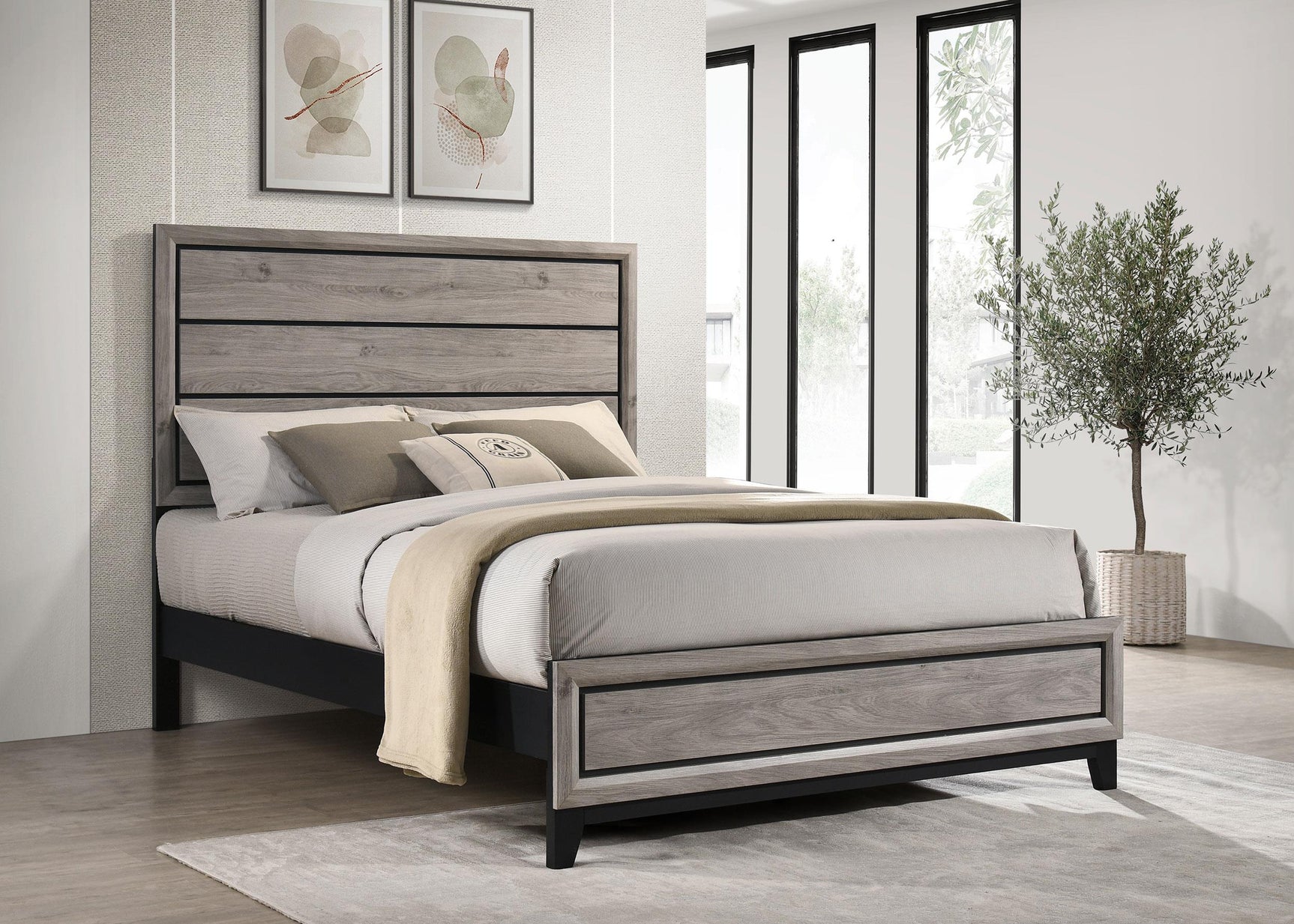 Watson Wood Queen Panel Bed Light Taupe