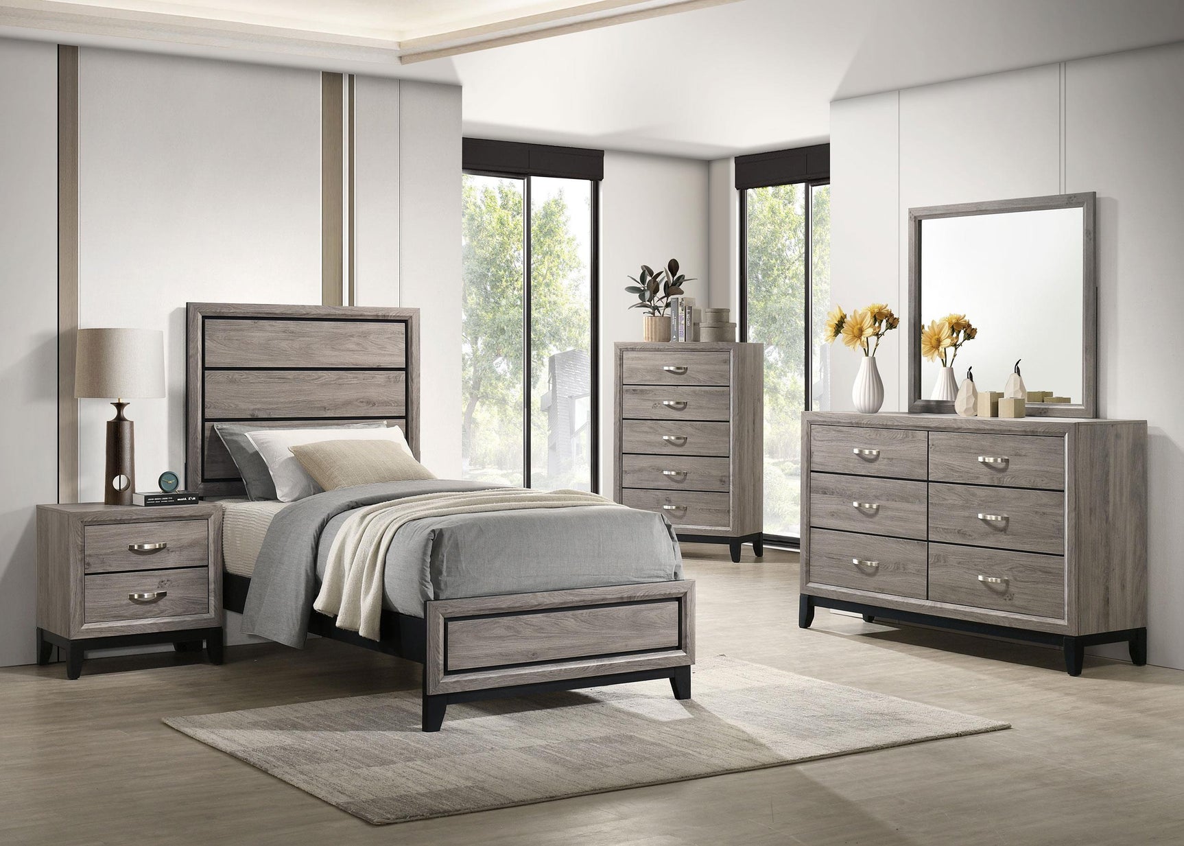 Watson Wood Twin Panel Bed Light Taupe