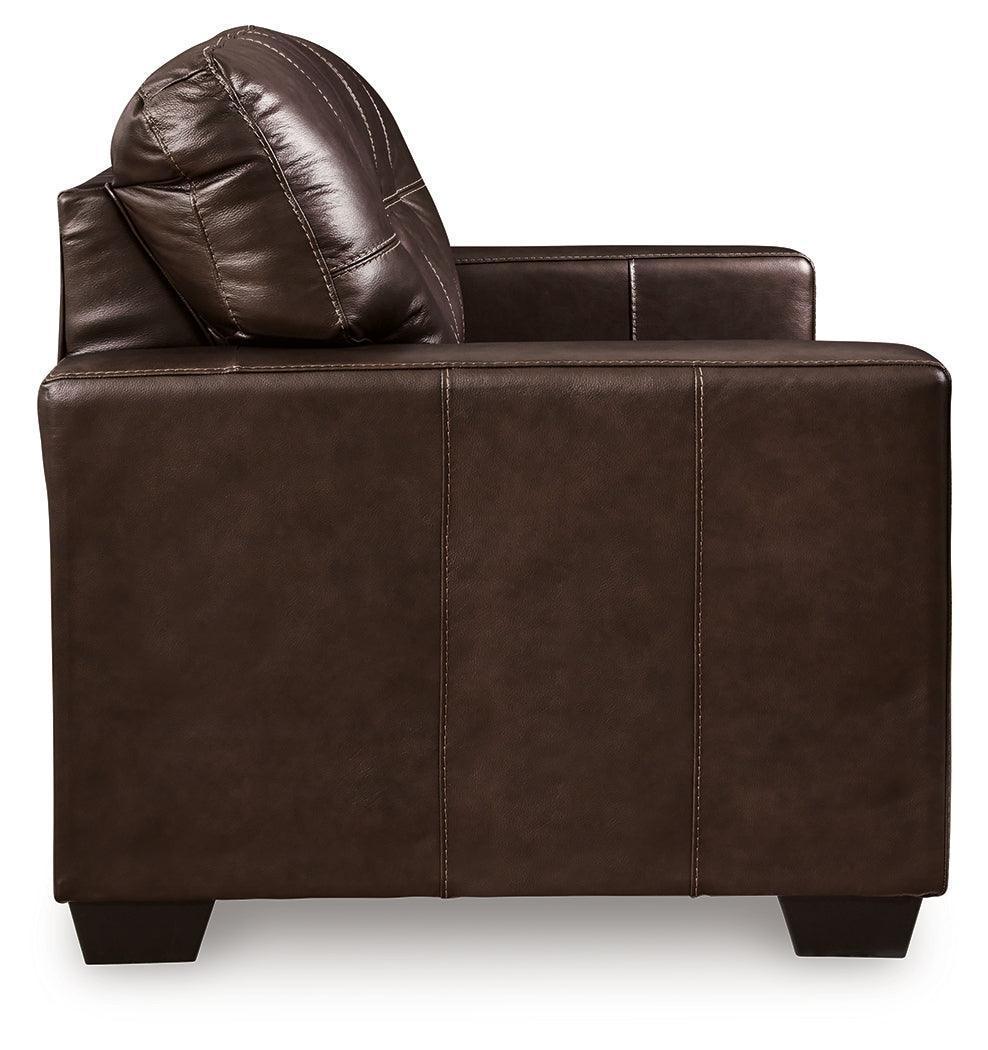 Santorine Dark Brown Leather Loveseat