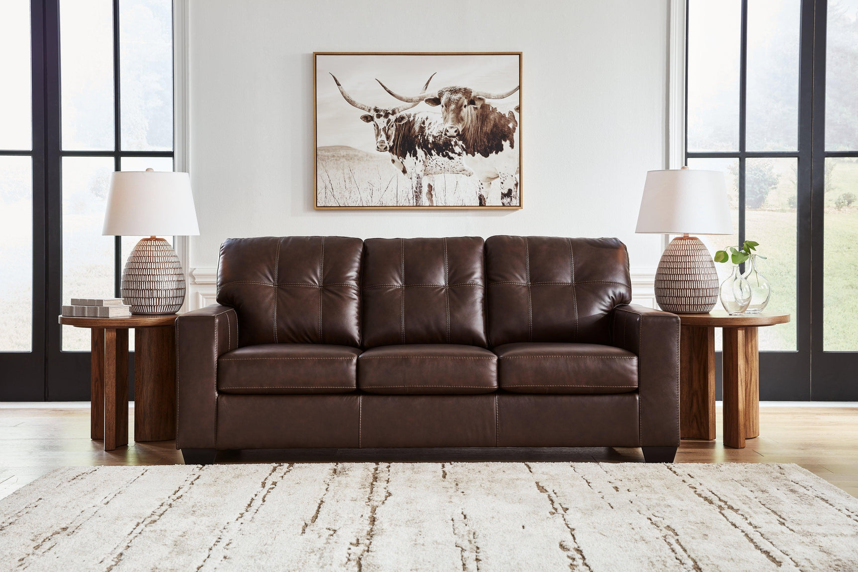 Santorine Dark Brown Leather Queen Sofa Sleeper