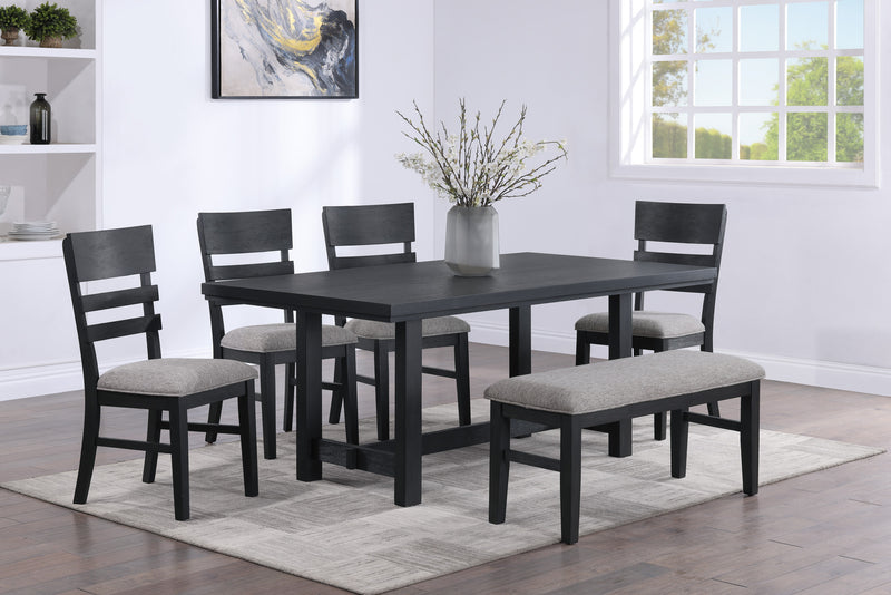 Guthrie Black/Gray Modern Solid Wood And Veneers Fabric Upholstered Dining Room Set