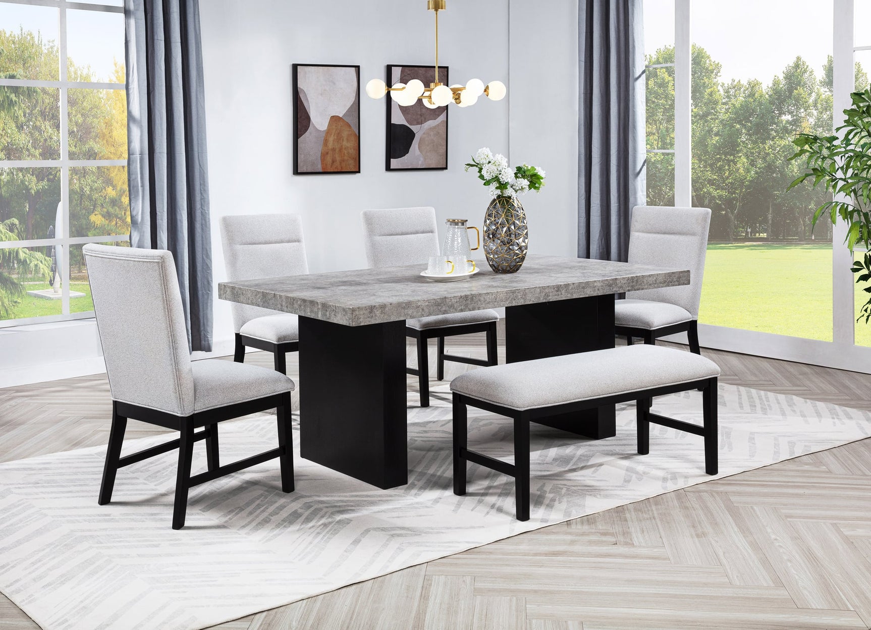 Sebastian Black Gray Dining Room Set from Ella Furniture