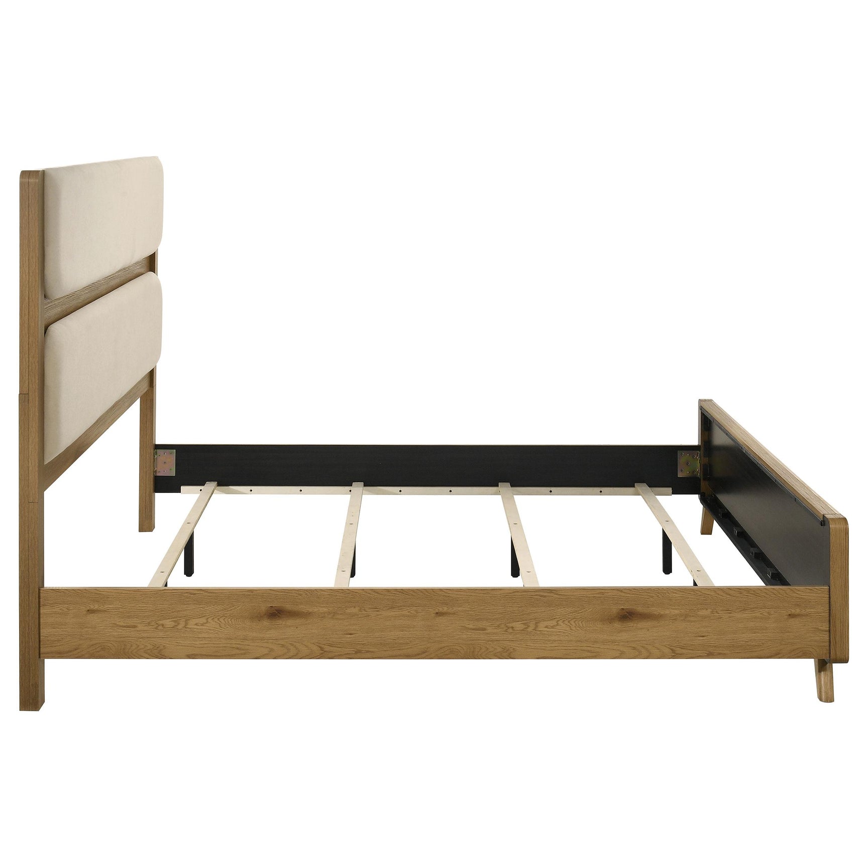 Bennett 62-inch Eastern King Upholstered Panel Bed Cream and Light Oak